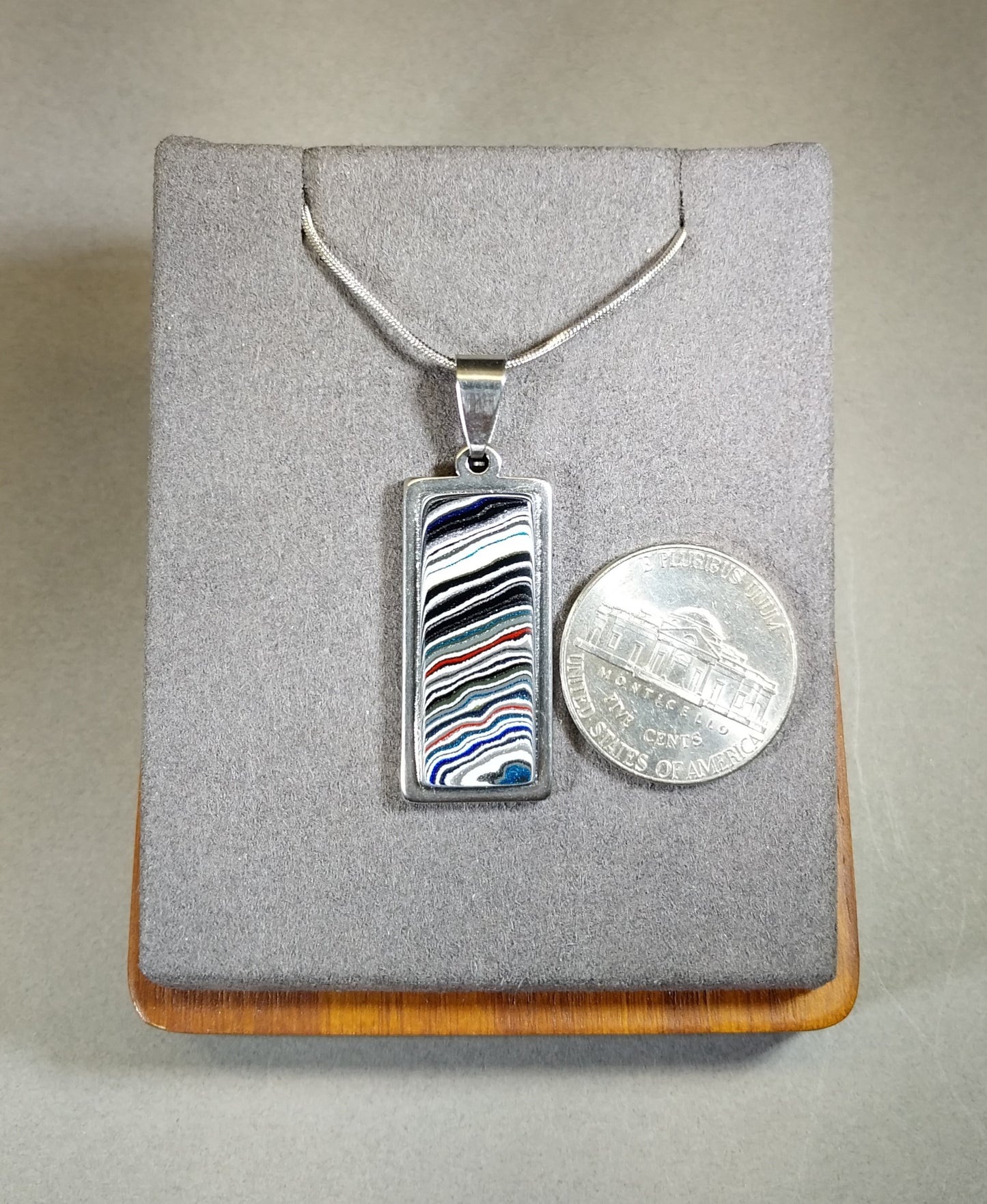 Fordite Necklace, Ohio Motor Agate, USA Veteran Handmade EB43