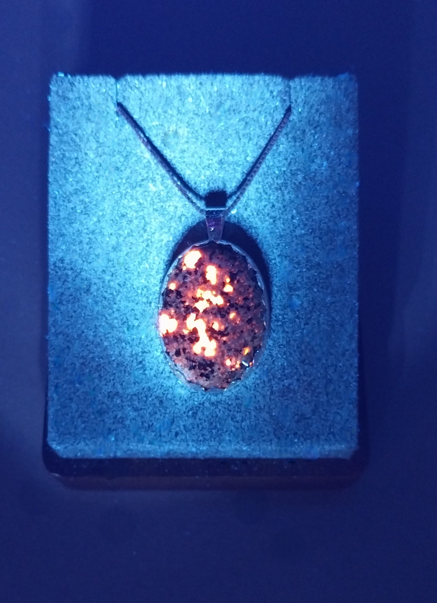 Yooper Stone Necklace in Solid Silver with Pine Forest Textured Back