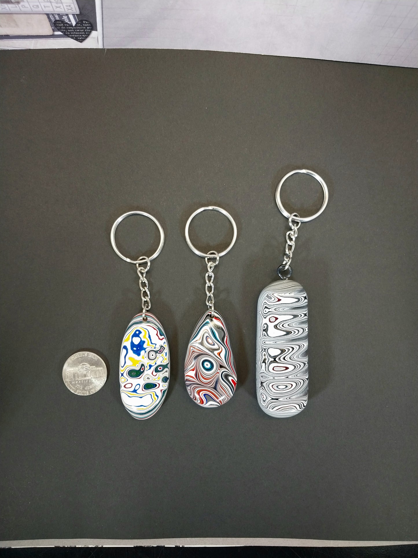 Fordite Keychain, Large Palm Stone Size, Ohio Motor Agate