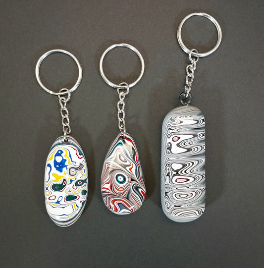 Fordite Keychain, Large Palm Stone Size, Ohio Motor Agate