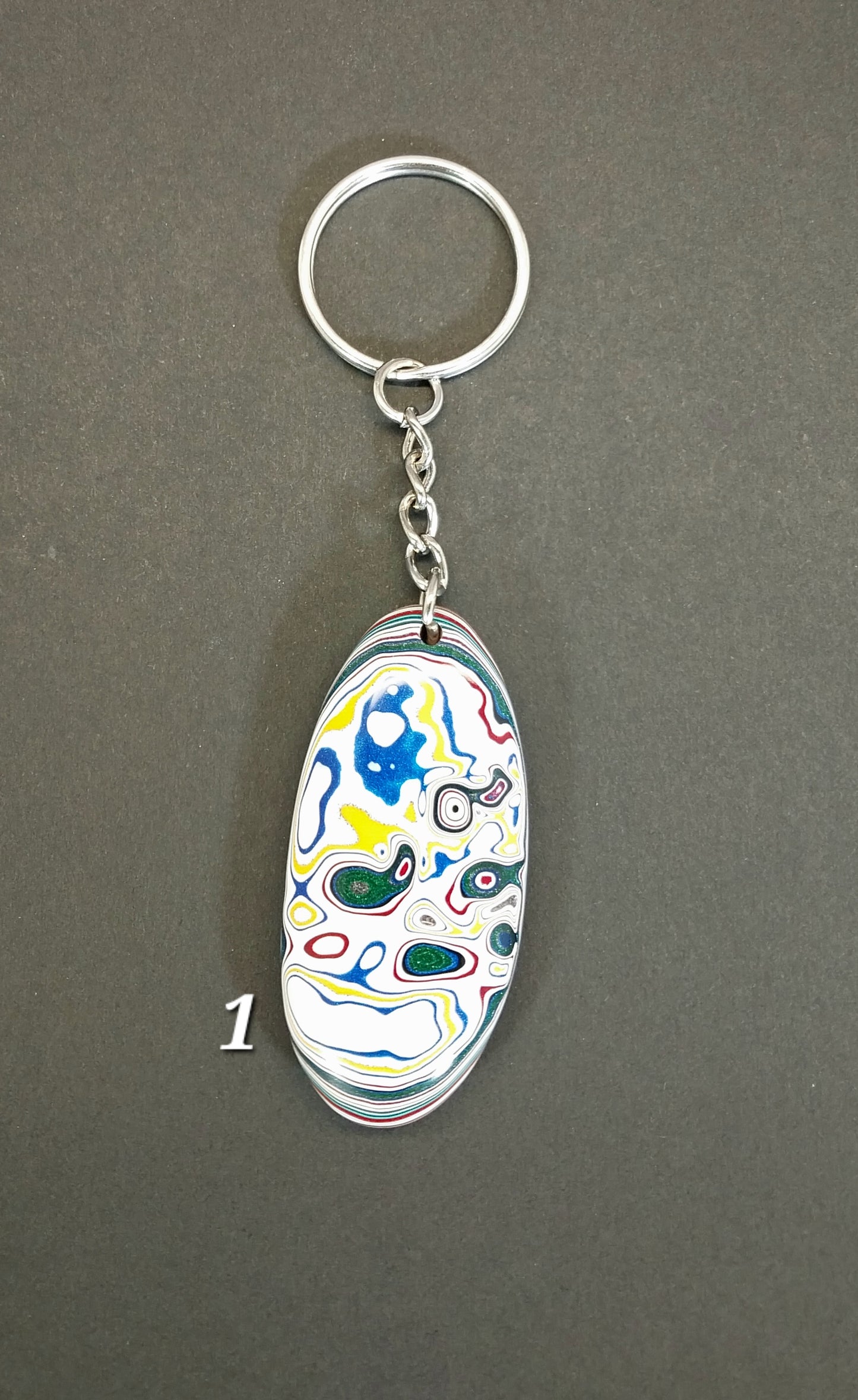 Fordite Keychain, Large Palm Stone Size, Ohio Motor Agate