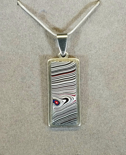 MI Fordite Necklace in Stainless Steel