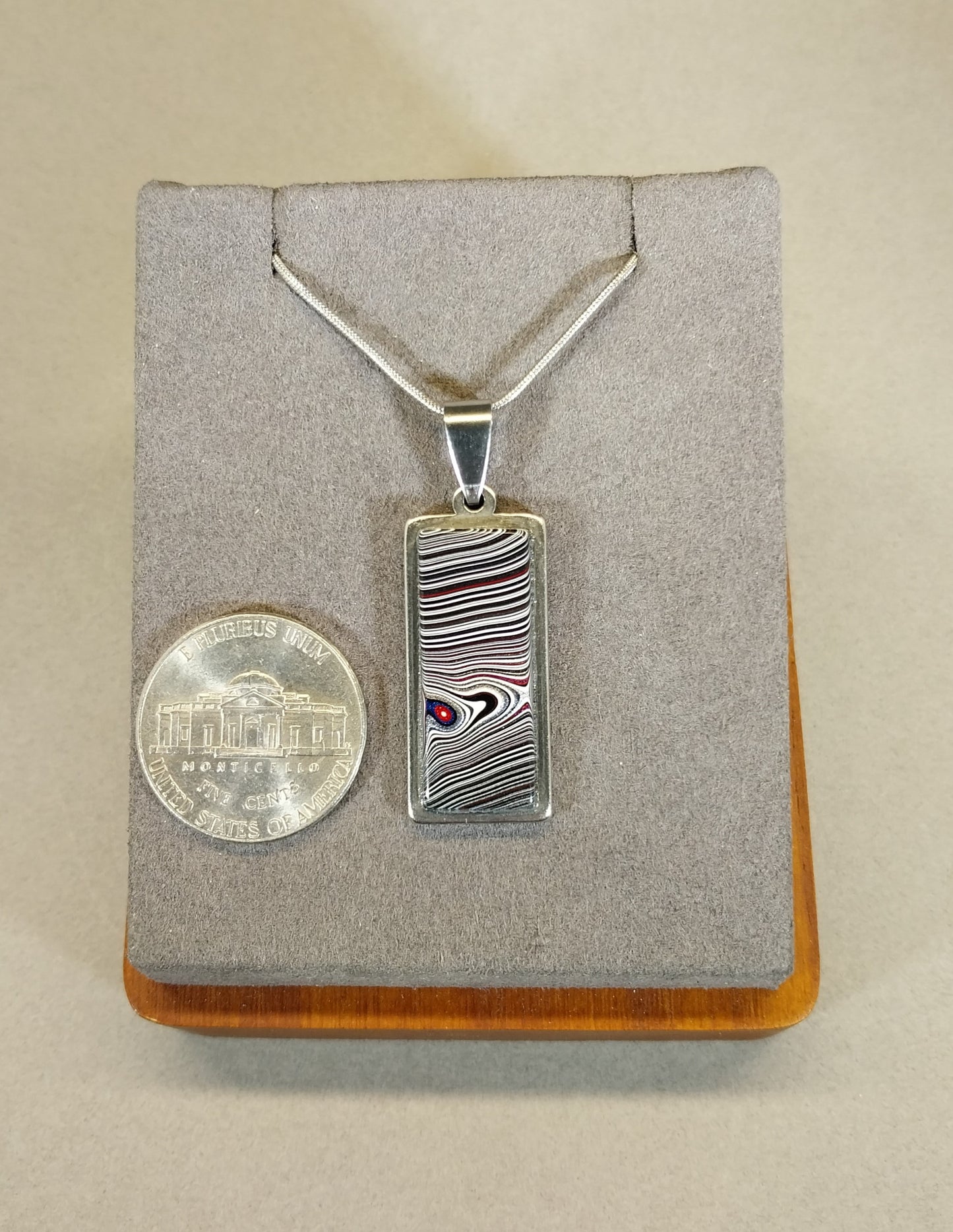 MI Fordite Necklace in Stainless Steel