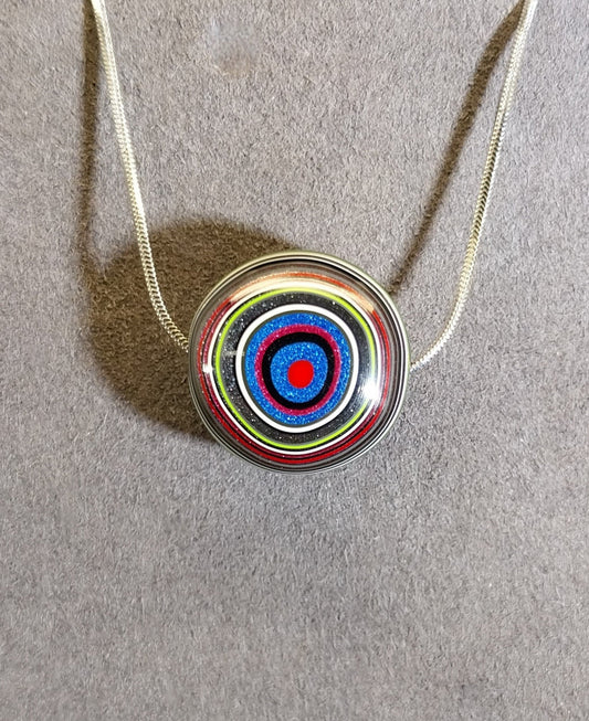 Fordite Necklace Round Side Drilled Bead with Stainless Chain