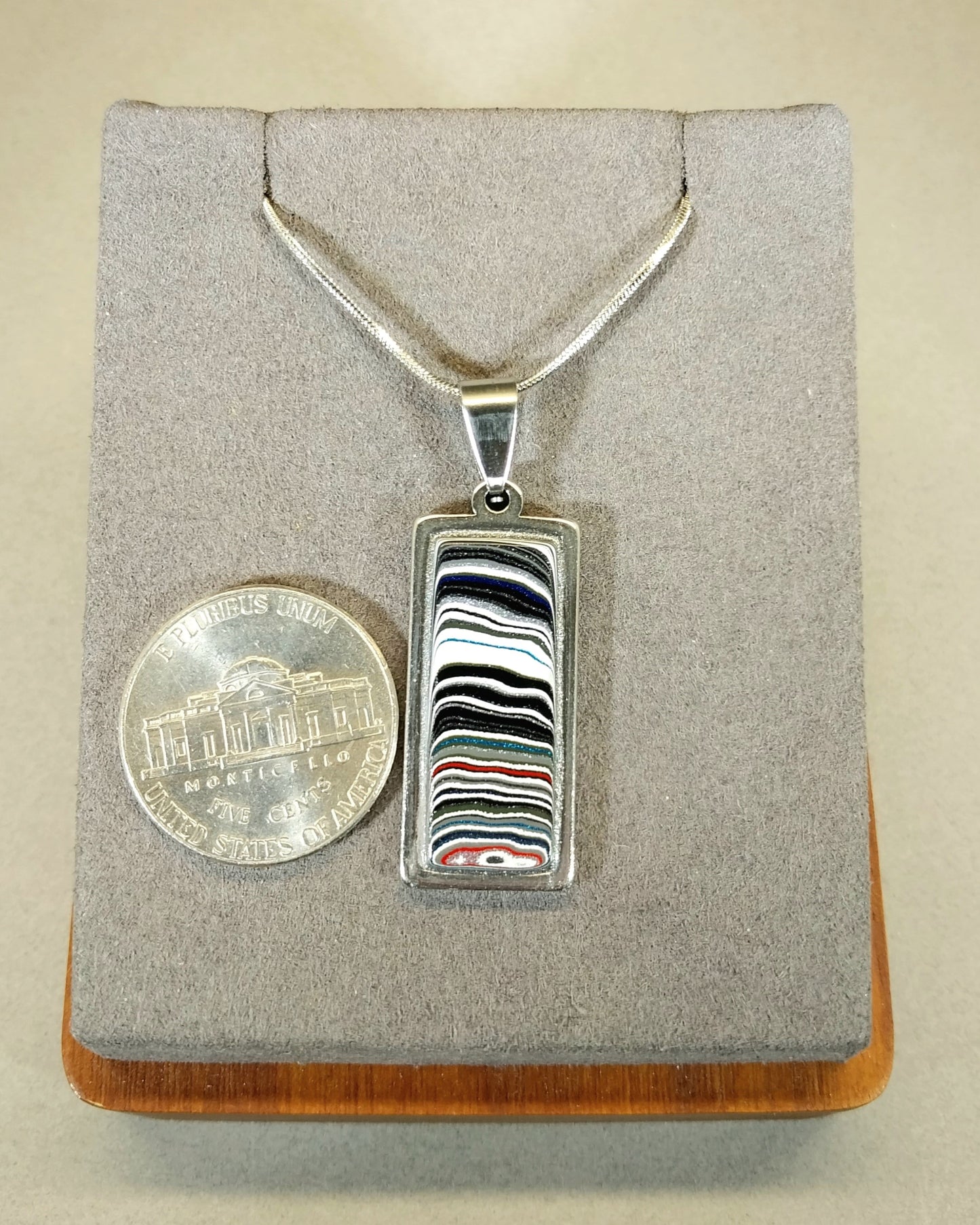 Fordite Stainless Steel Necklace, Recycled EB34