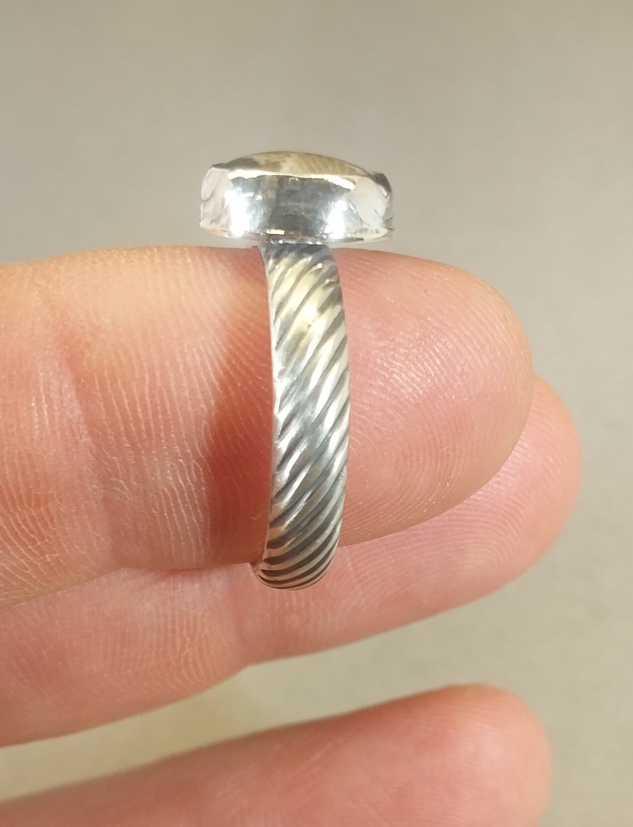 Petoskey Stone Solid Silver Ring Size 8.5
