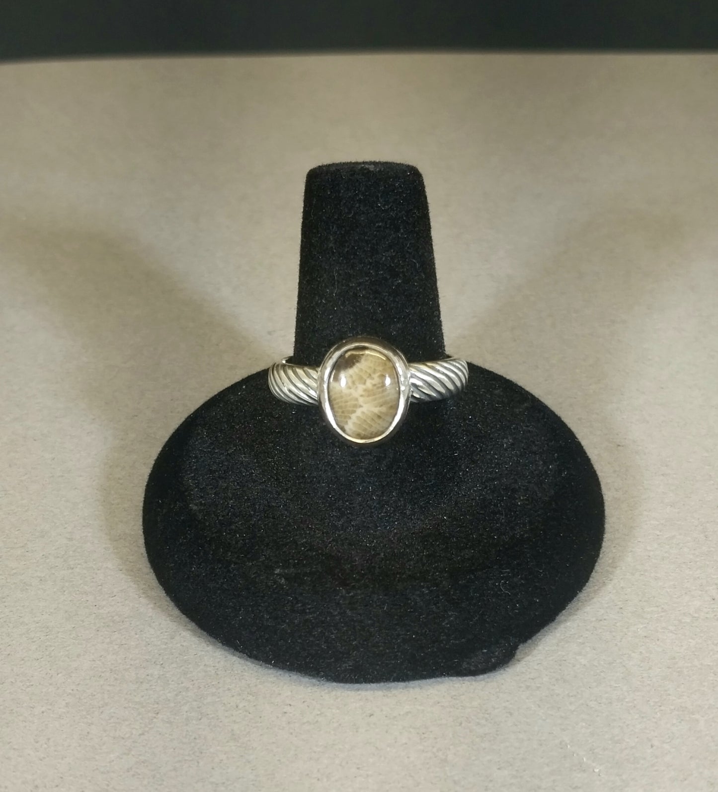 Petoskey Stone Solid Silver Ring Size 8.5