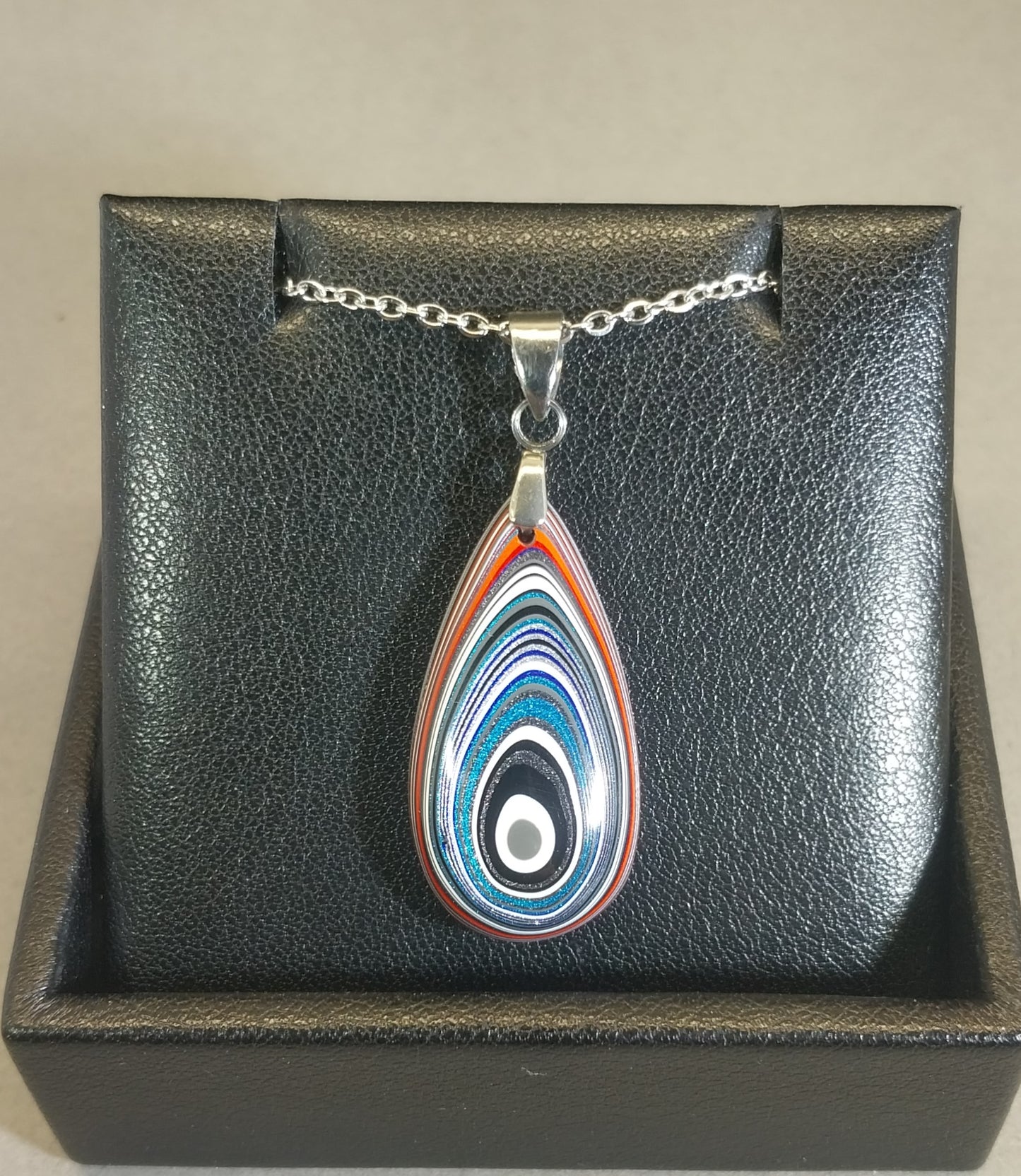Fordite Pendant With Stainless Steel Chain, EB51