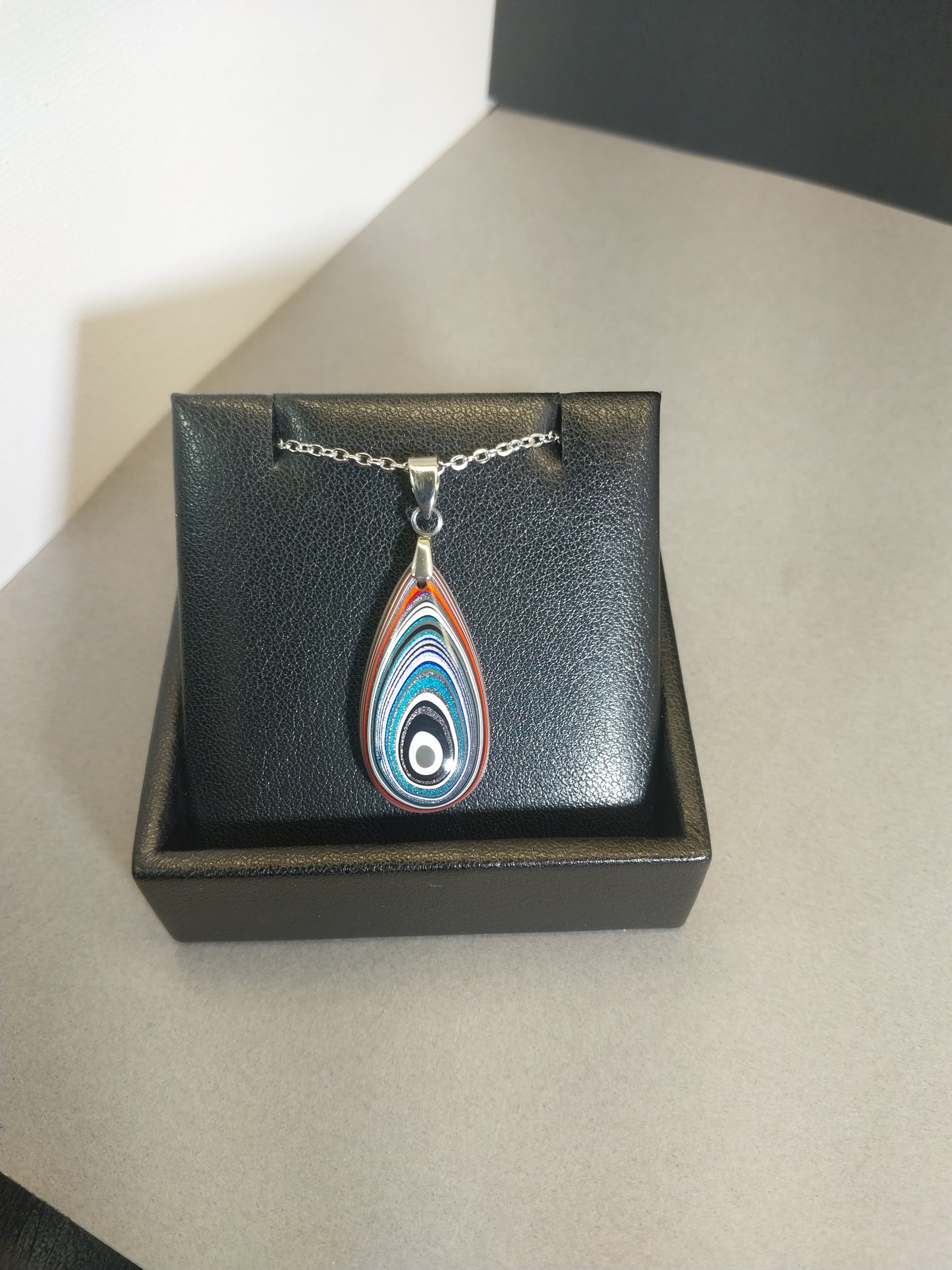 Fordite Pendant With Stainless Steel Chain, EB51