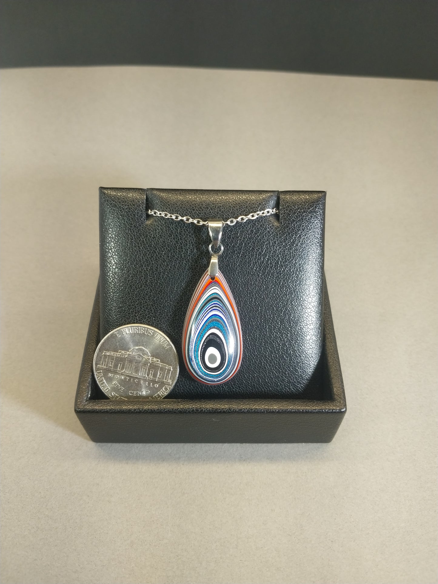Fordite Pendant With Stainless Steel Chain, EB51