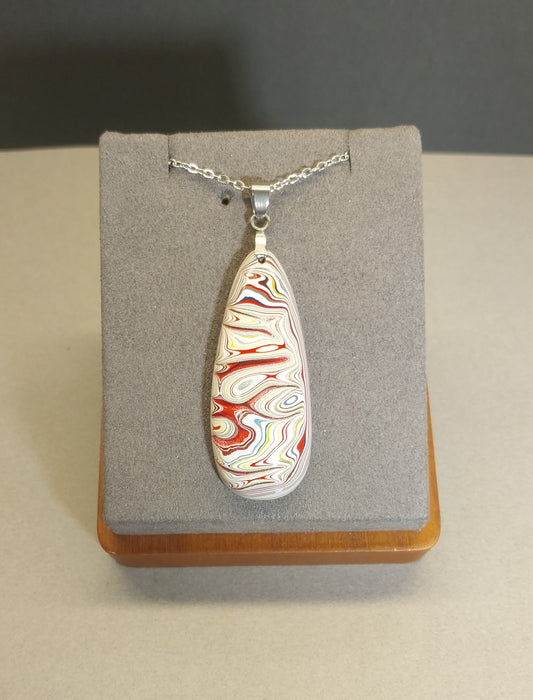 Fordite Necklace in Oversize Teardrop, EB95