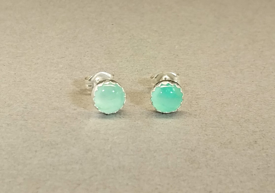Chrysoprase Earrings in Solid Silver