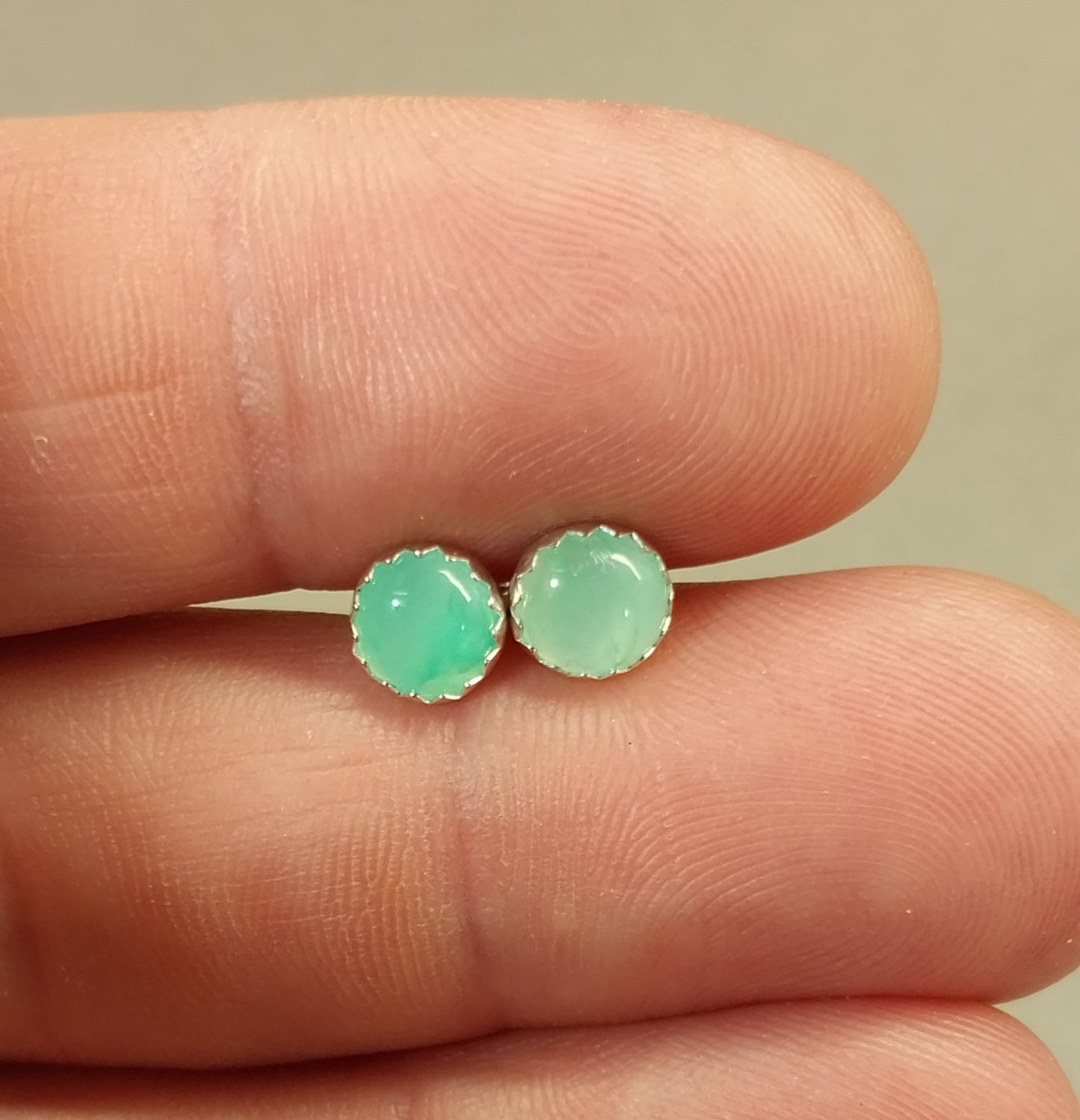 Chrysoprase Earrings in Solid Silver