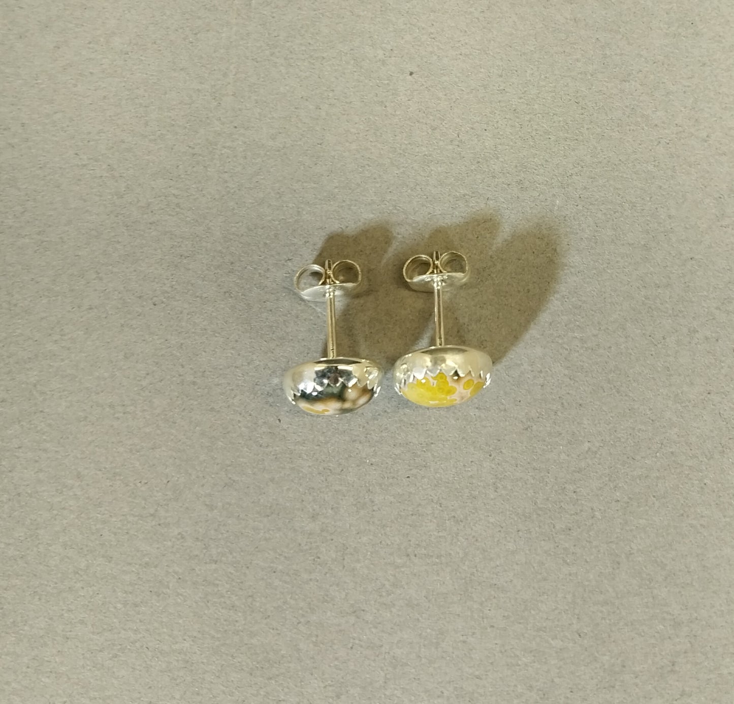 Ocean Jasper Stud Earrings in Solid Sterling Silver