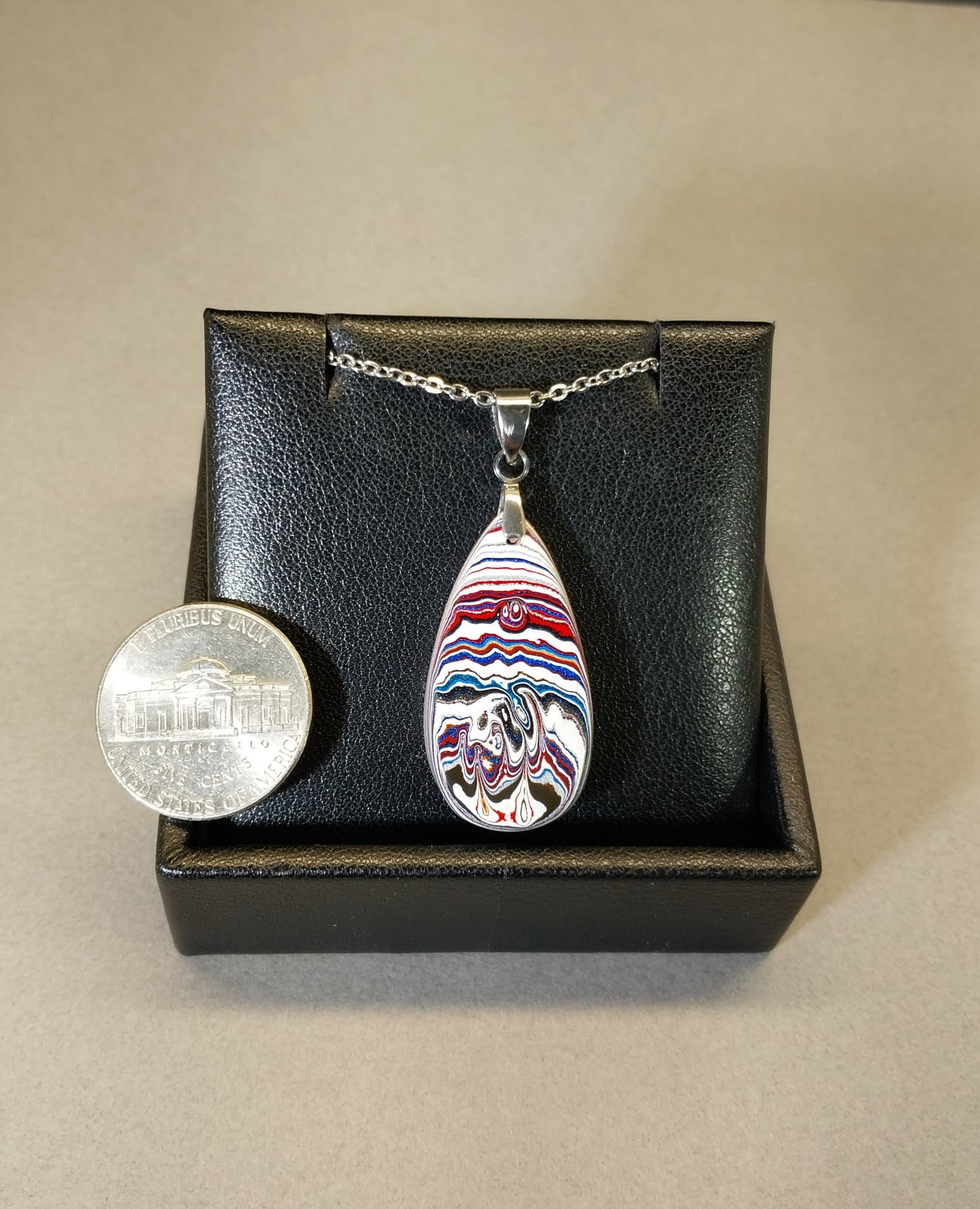Teardrop Fordite Necklace Stainless Chain