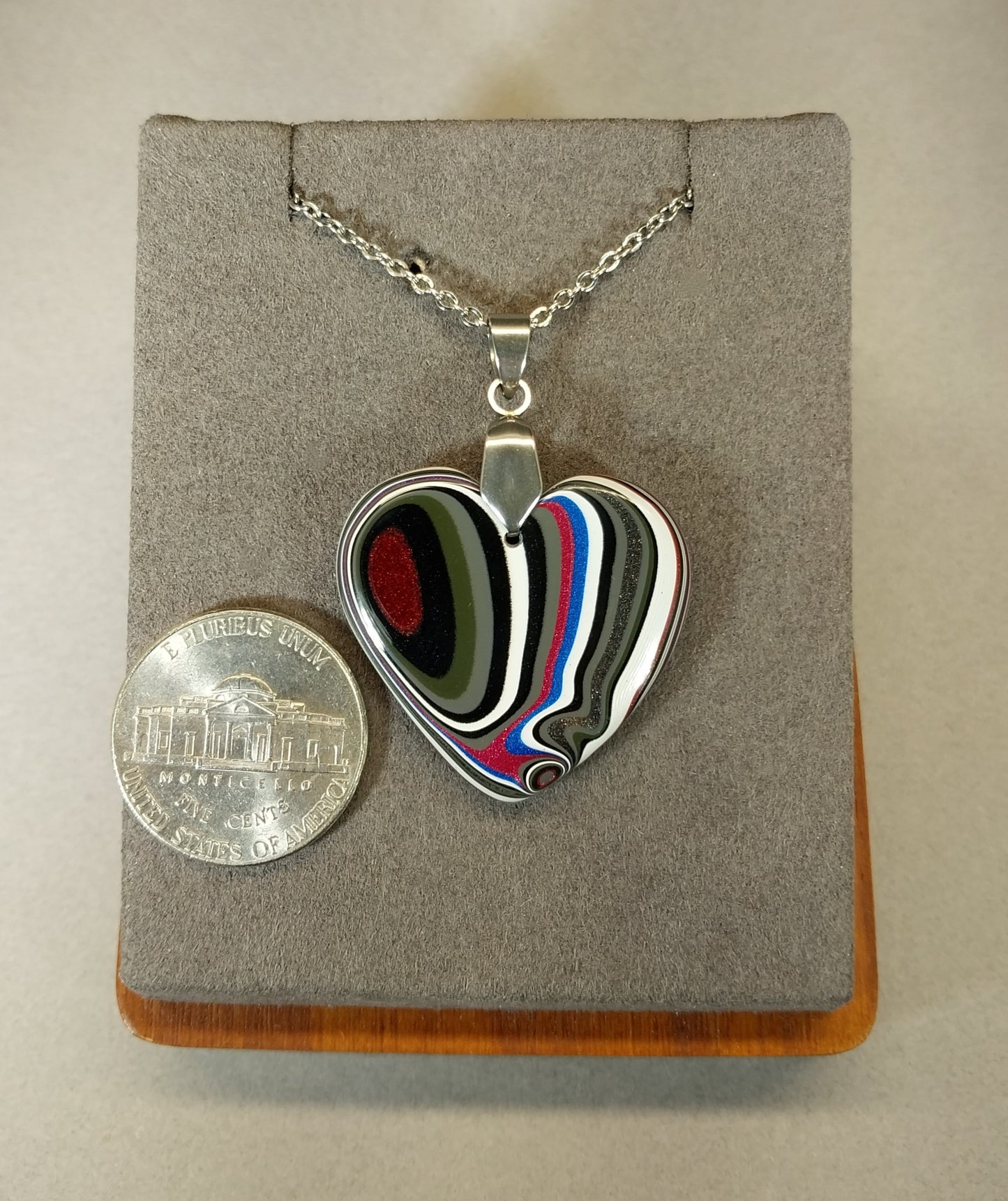 Fordite Heart Necklace, Ohio Motor Agate Heart