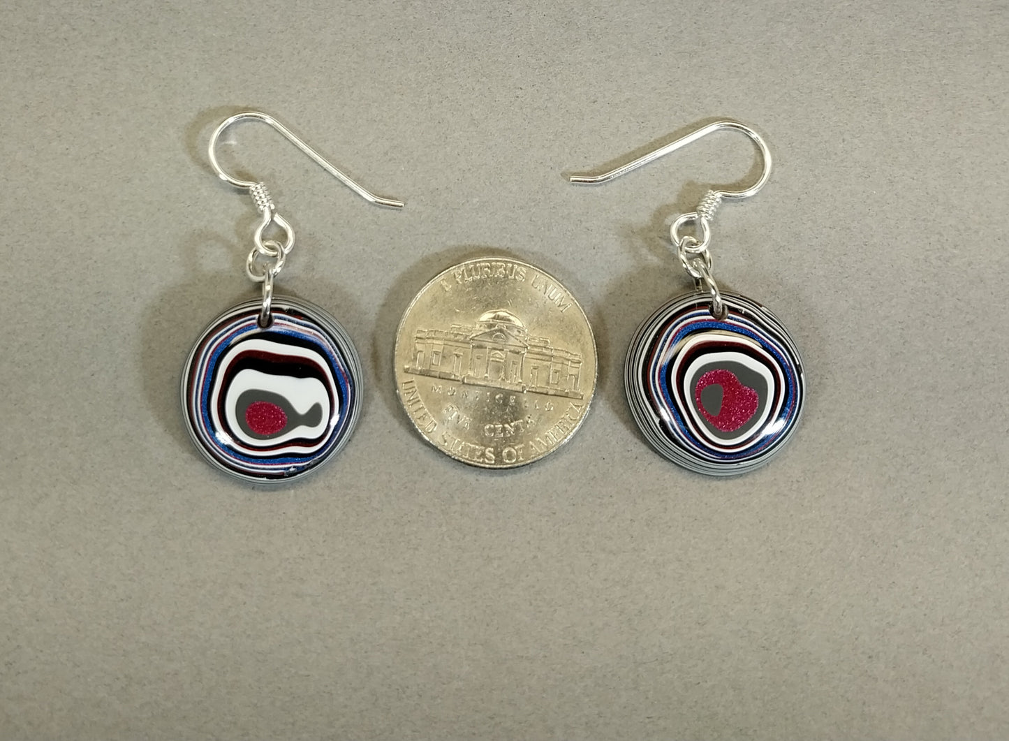 Round Freightliner Fordite Earrings Sterling Silver