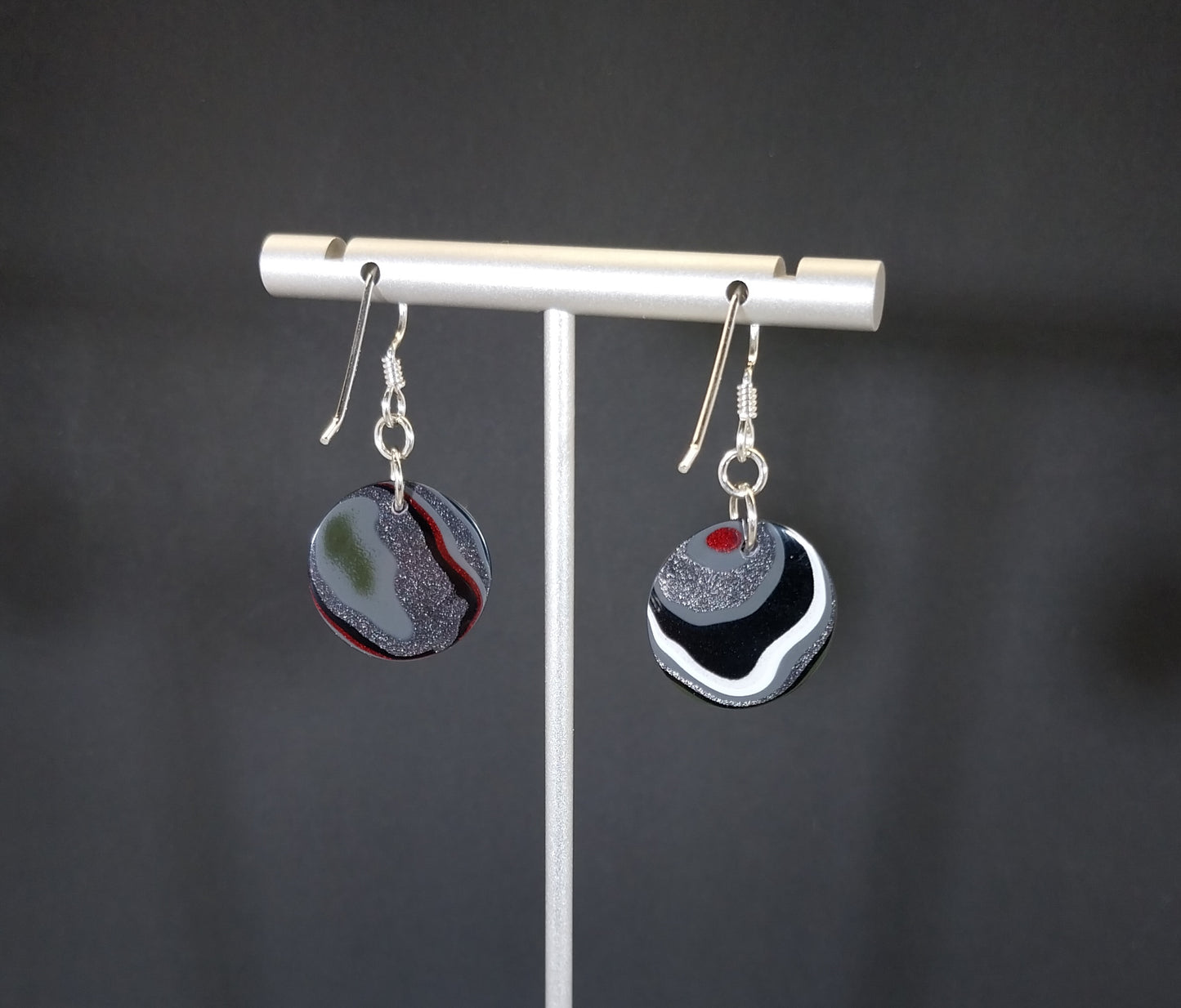 Round Freightliner Fordite Earrings Sterling Silver