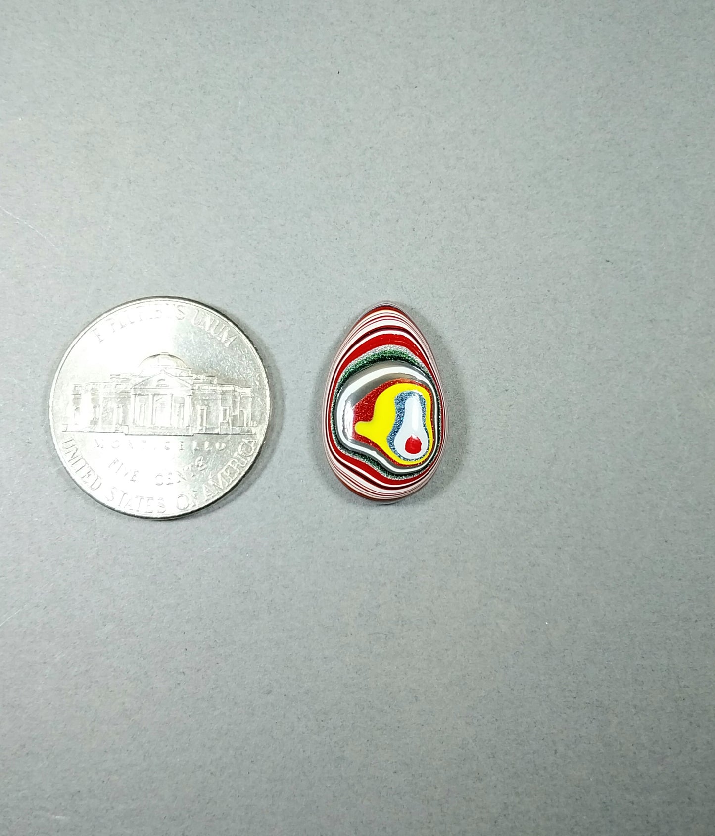 Fordite Cabochon, Small Colorful Teardrop