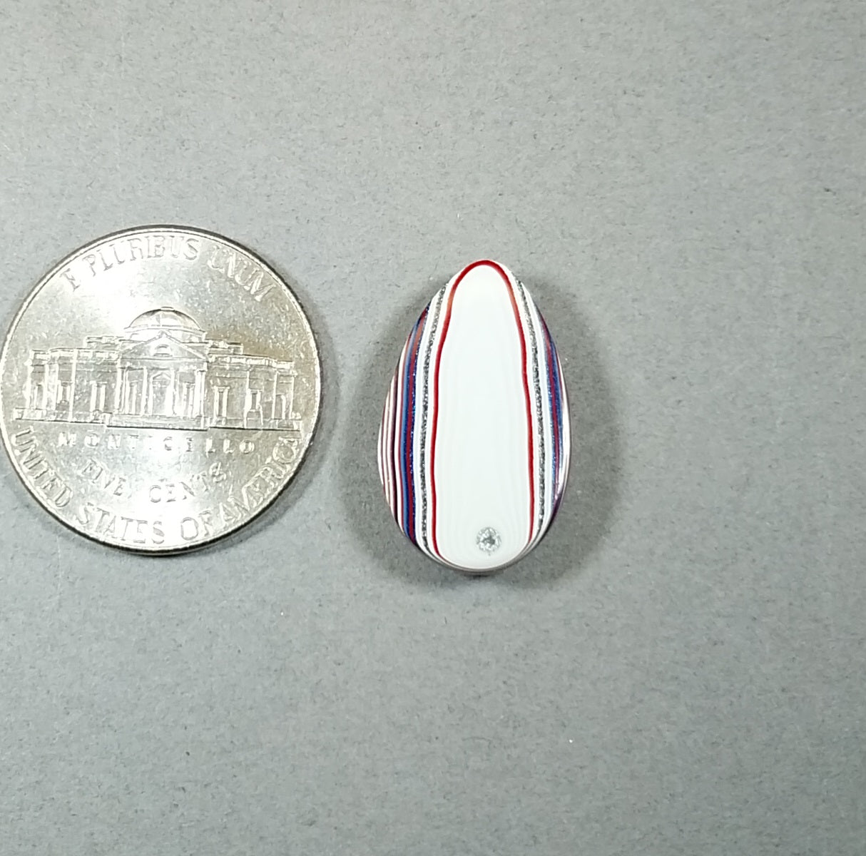 Fordite Cabochon, Small Colorful Teardrop