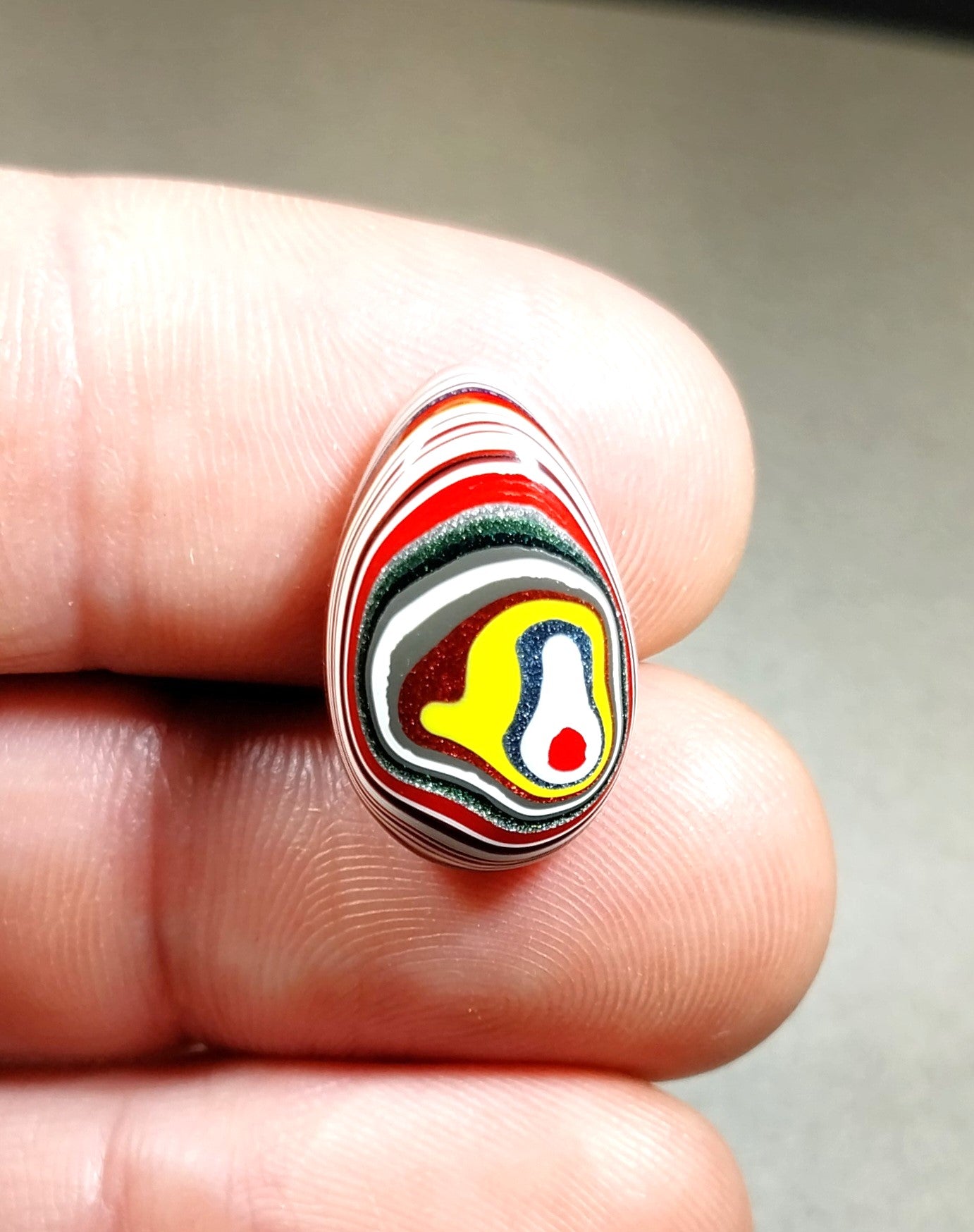 Fordite Cabochon, Small Colorful Teardrop