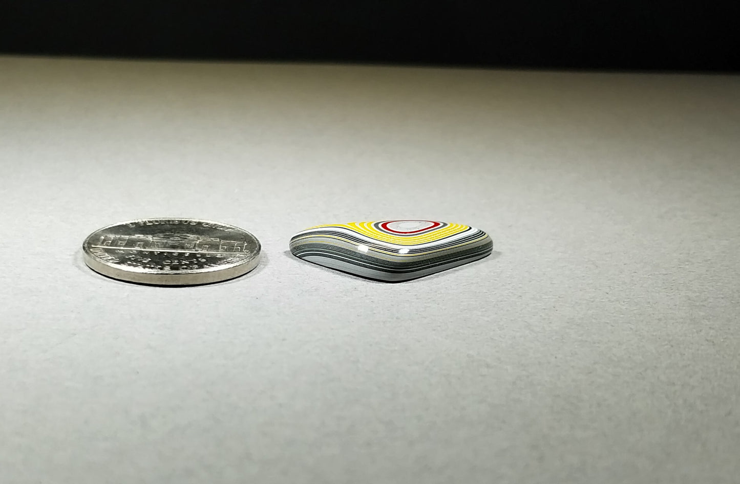 Fordite Cabochon, Bright Yellow Triangle Cabochon EB95