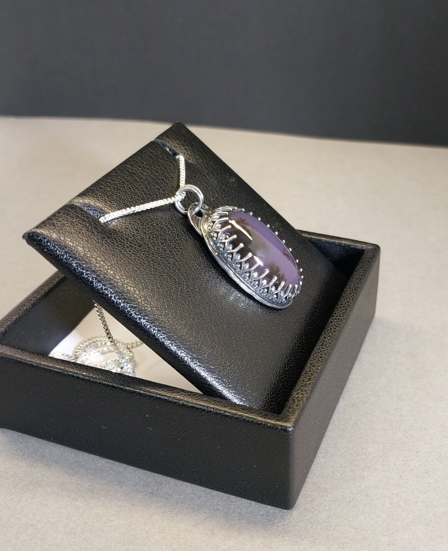 Nevada Amethyst Sage Agate Sterling Silver Necklace