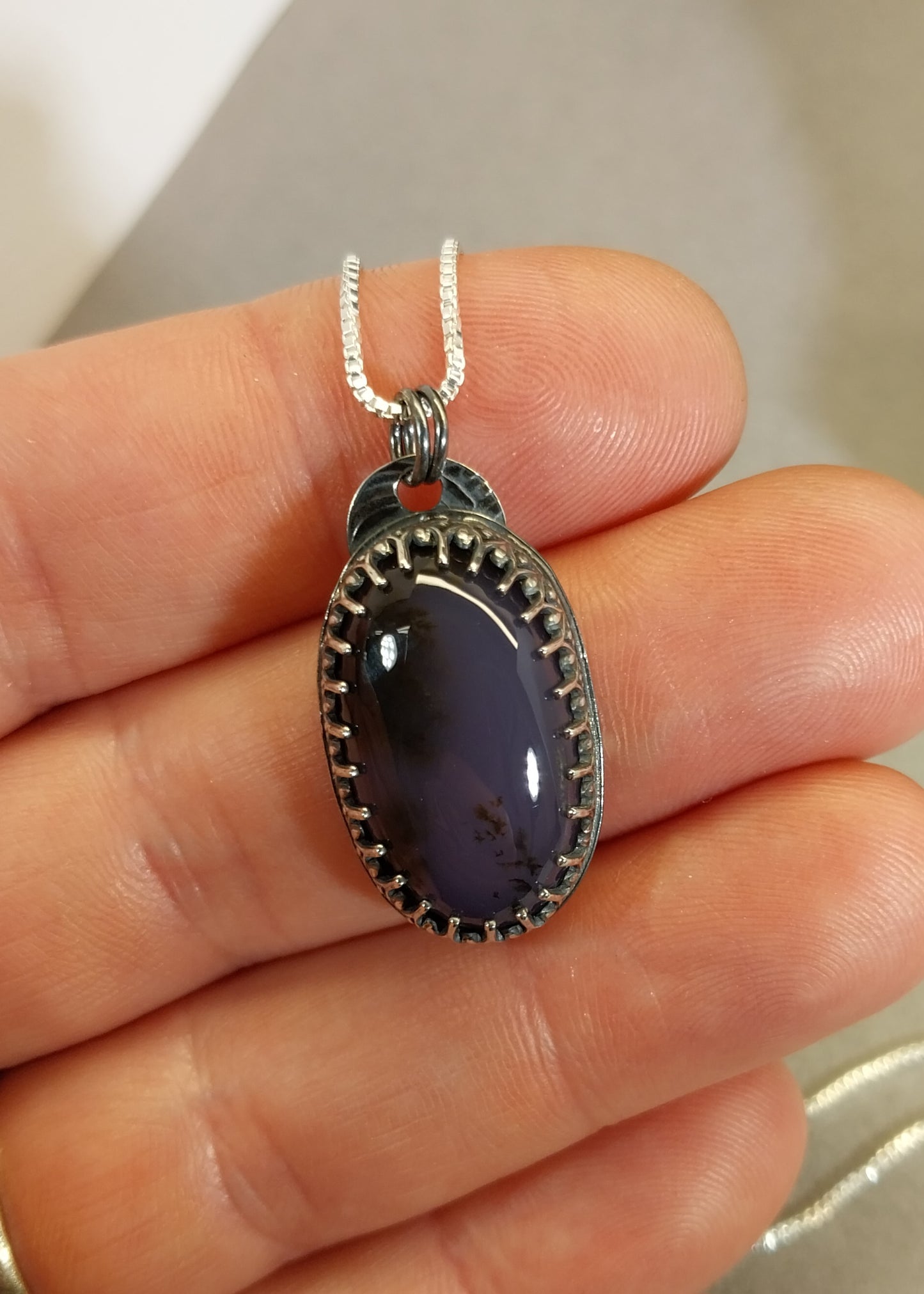 Nevada Amethyst Sage Agate Sterling Silver Necklace