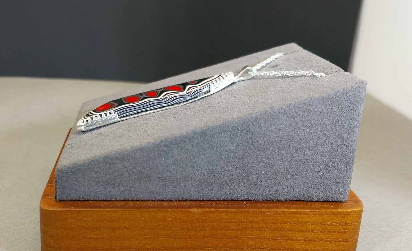 Blue Fordite Necklace in a Unique Shape Handmade Artisan Jewelry