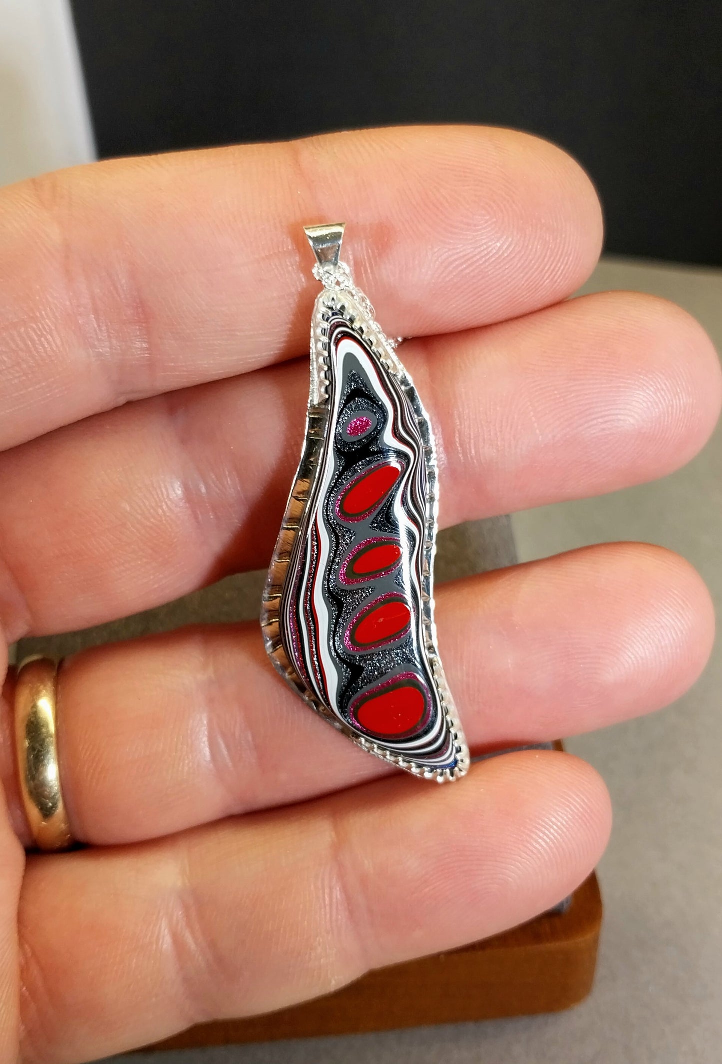 Blue Fordite Necklace in a Unique Shape Handmade Artisan Jewelry