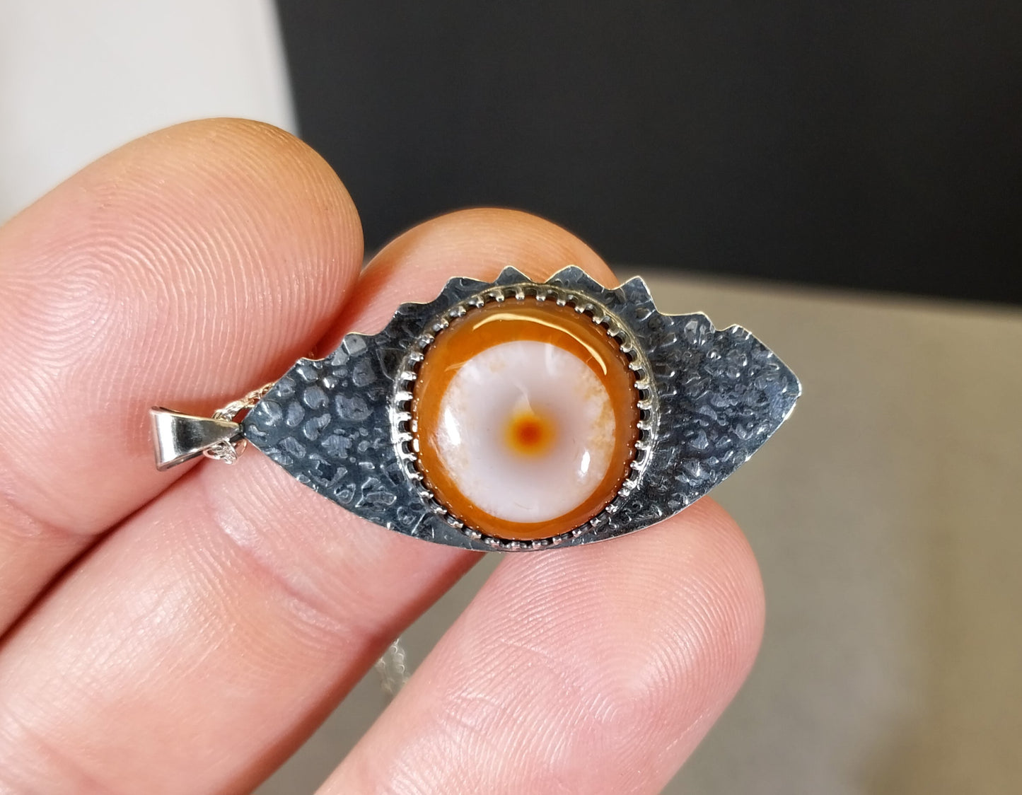 Lake Superior Eye Agate Necklace in Solid Sterling Silver .925