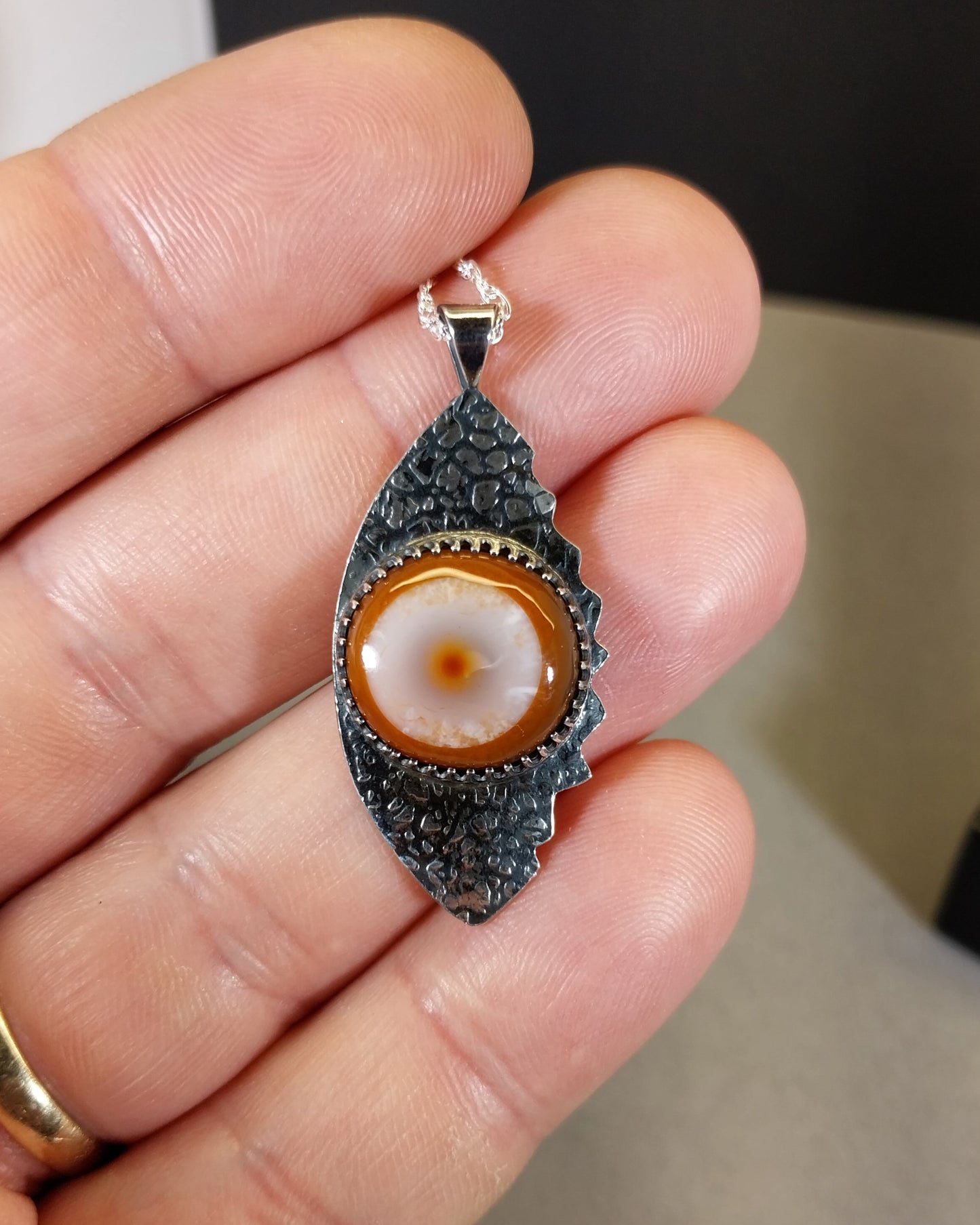 Lake Superior Eye Agate Necklace in Solid Sterling Silver .925