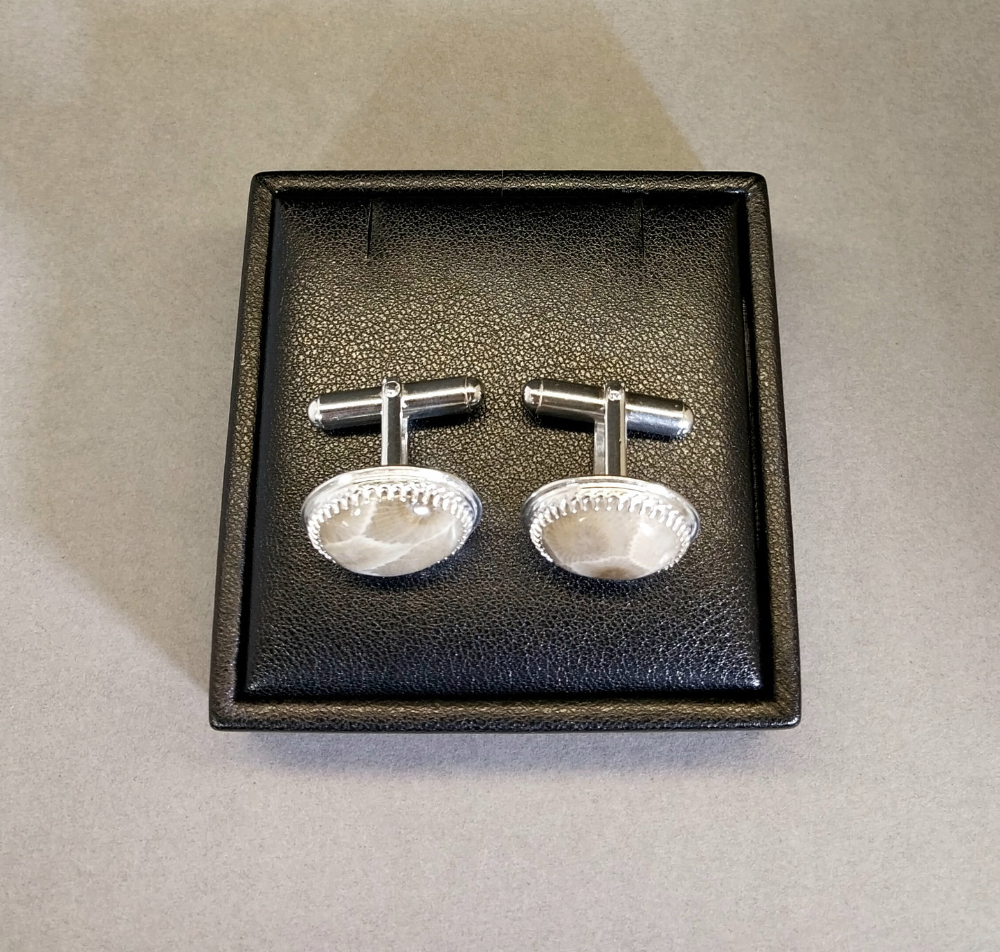 Petoskey Stone Cuff Links, Michigan Petoskey Stone Cufflinks