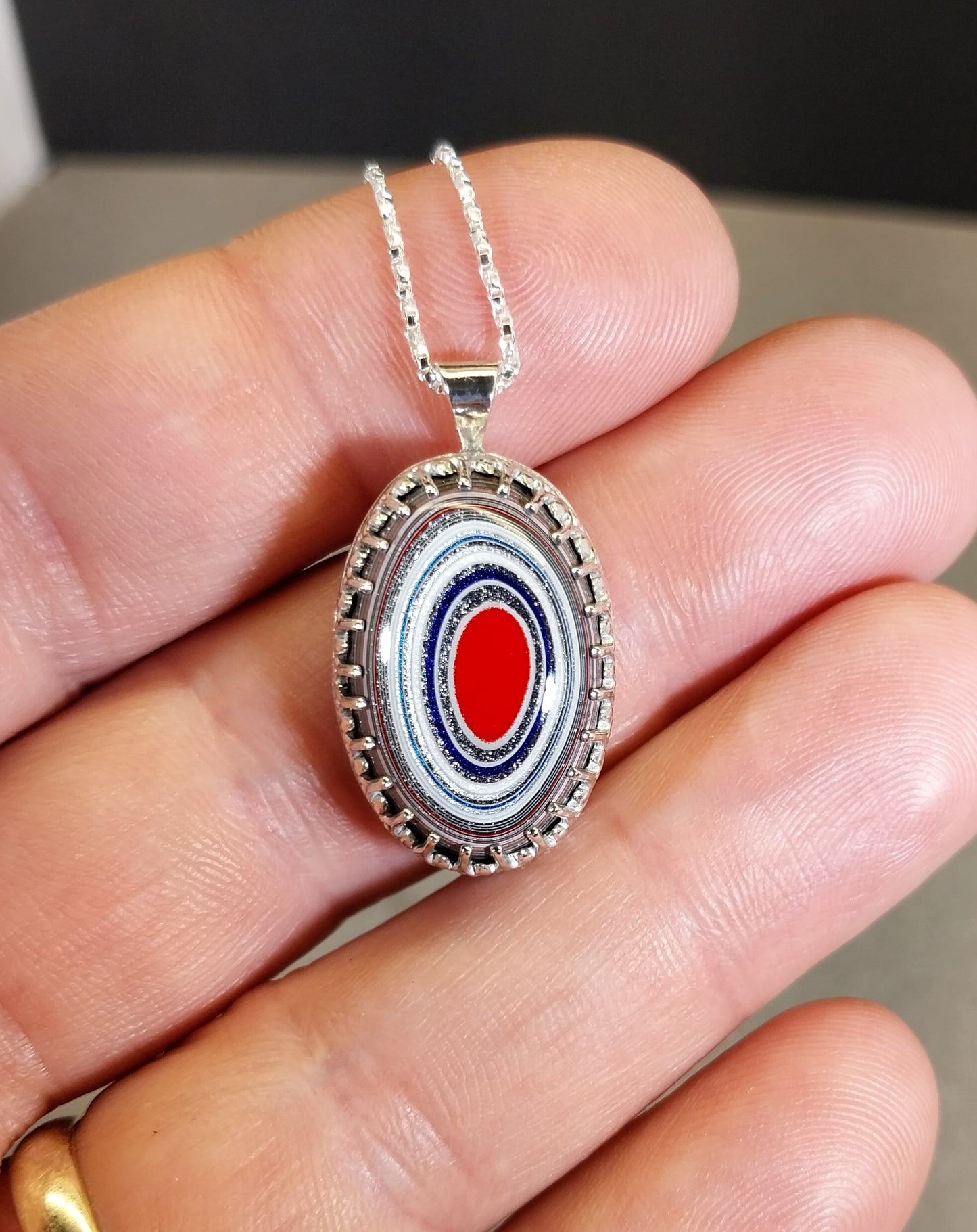 St. Paul MN Fordite Silver Necklace
