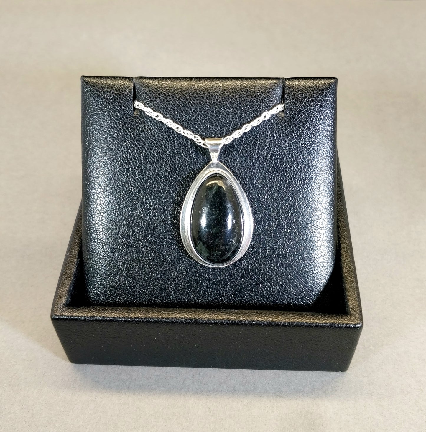 Yooper Stone Necklace in Solid Silver Ultra Rare Black Color