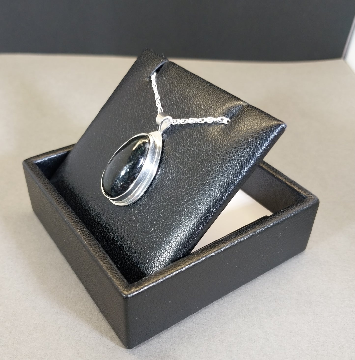 Yooper Stone Necklace in Solid Silver Ultra Rare Black Color