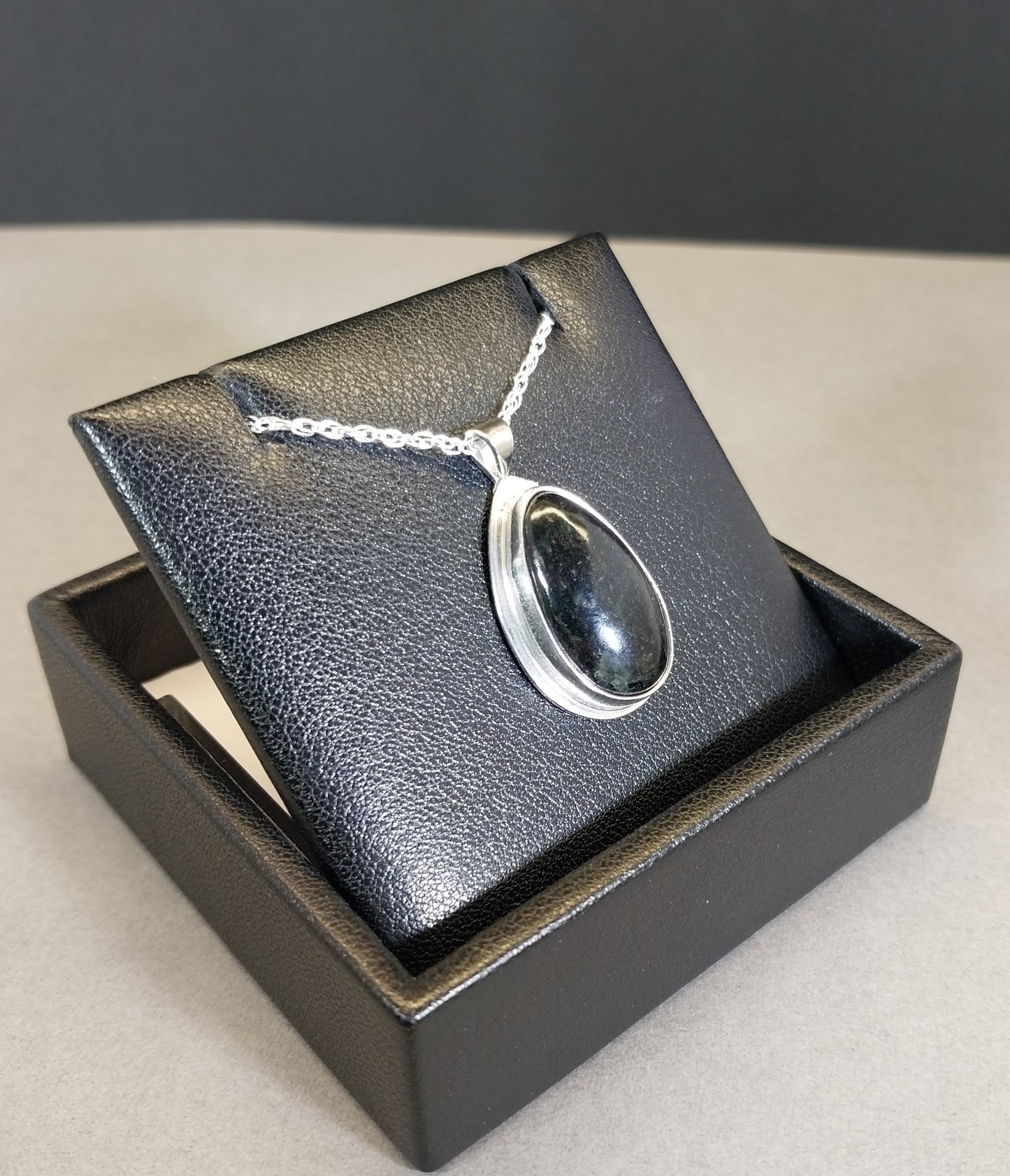 Yooper Stone Necklace in Solid Silver Ultra Rare Black Color