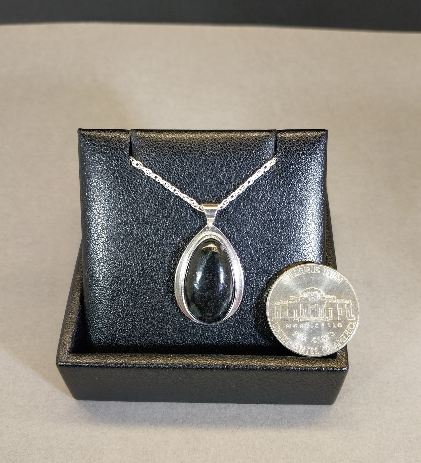 Yooper Stone Necklace in Solid Silver Ultra Rare Black Color