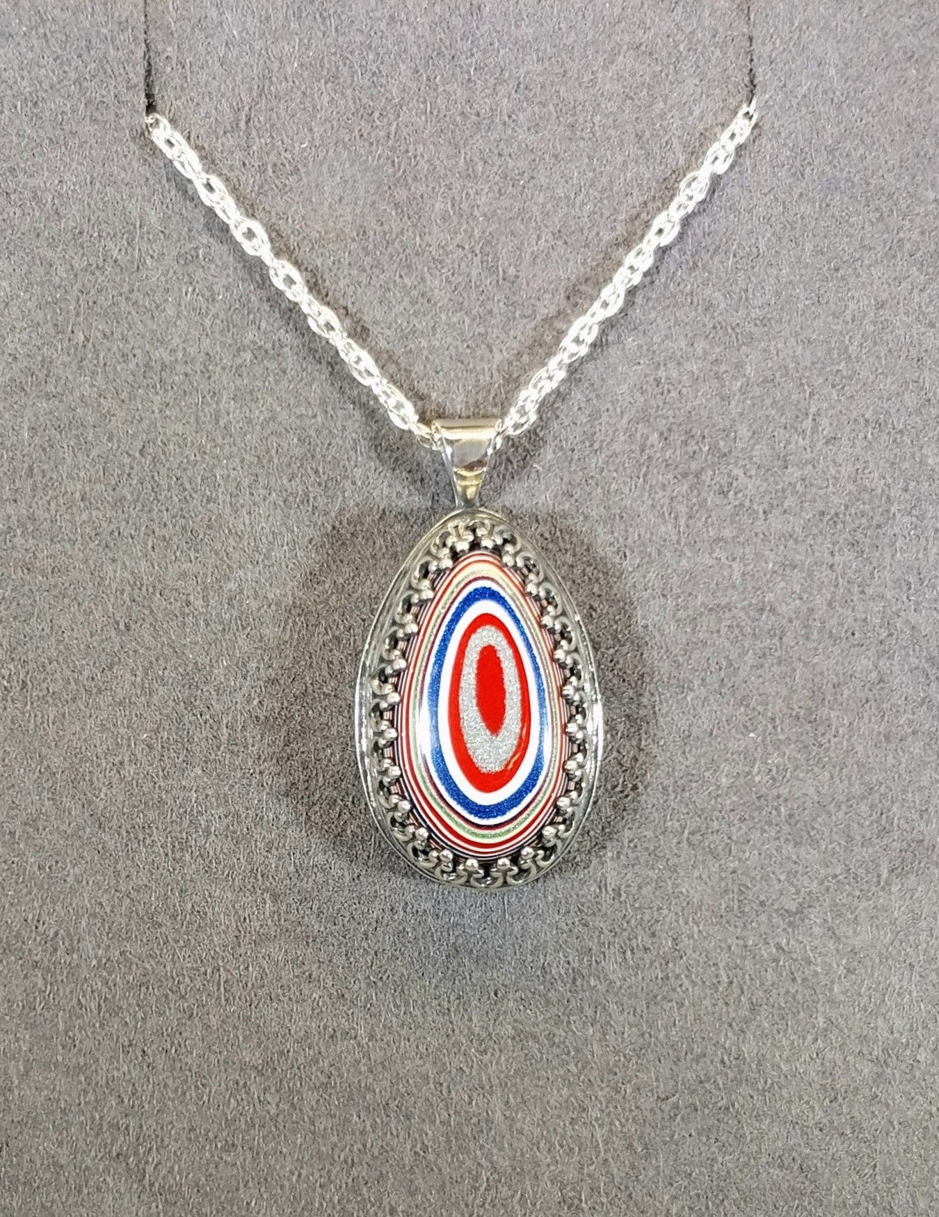 High Quality Fordite Necklace in Sterling Silver