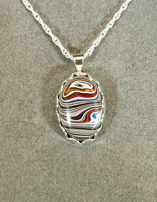 Fordite Necklace with Michigan Sourced Fordite and Rare Motorcycle Color
