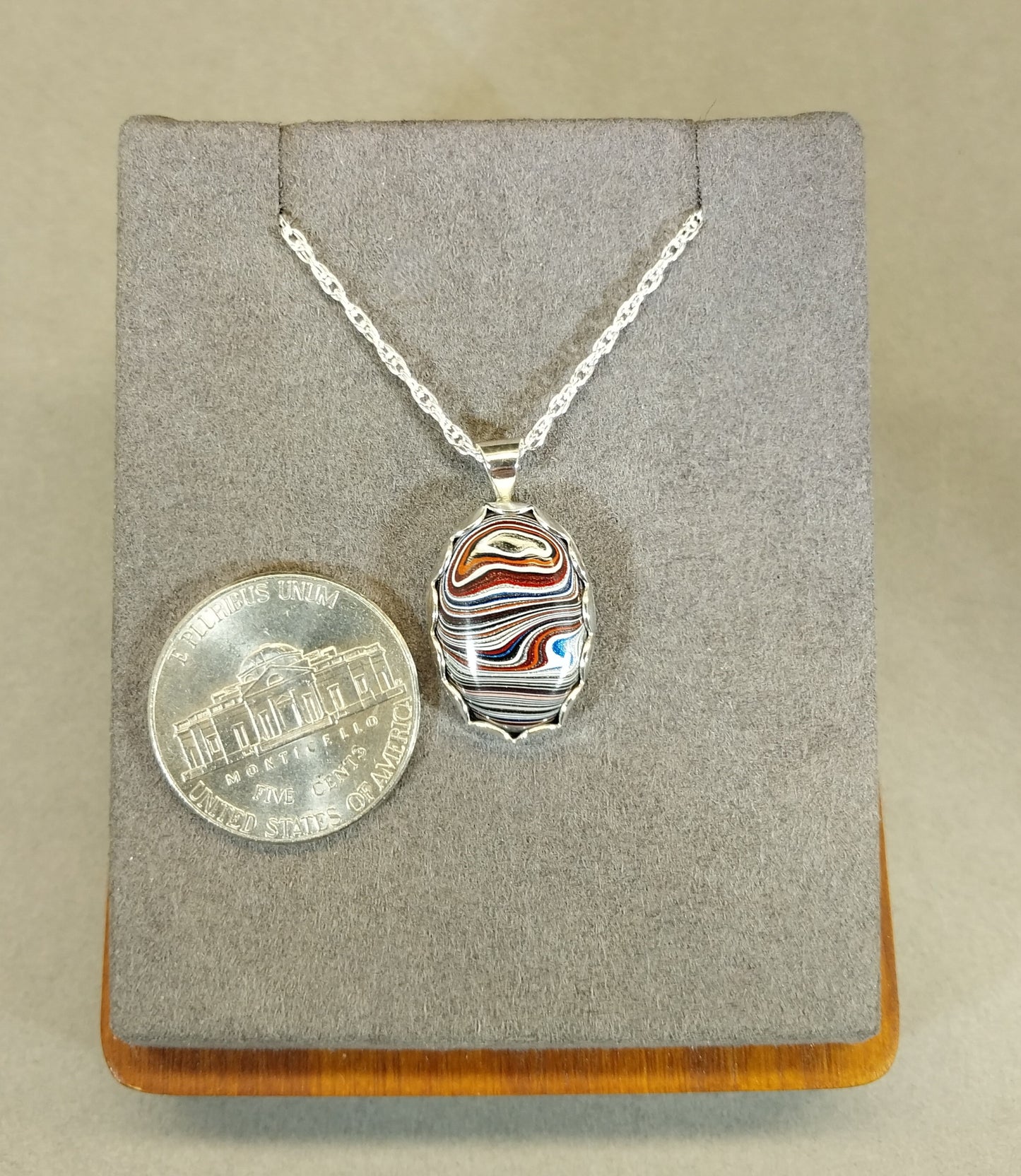 Fordite Necklace with Michigan Sourced Fordite and Rare Motorcycle Color