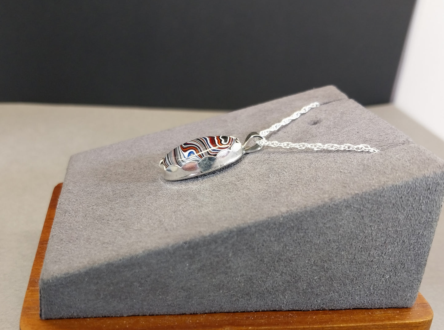 Fordite Necklace with Michigan Sourced Fordite and Rare Motorcycle Color