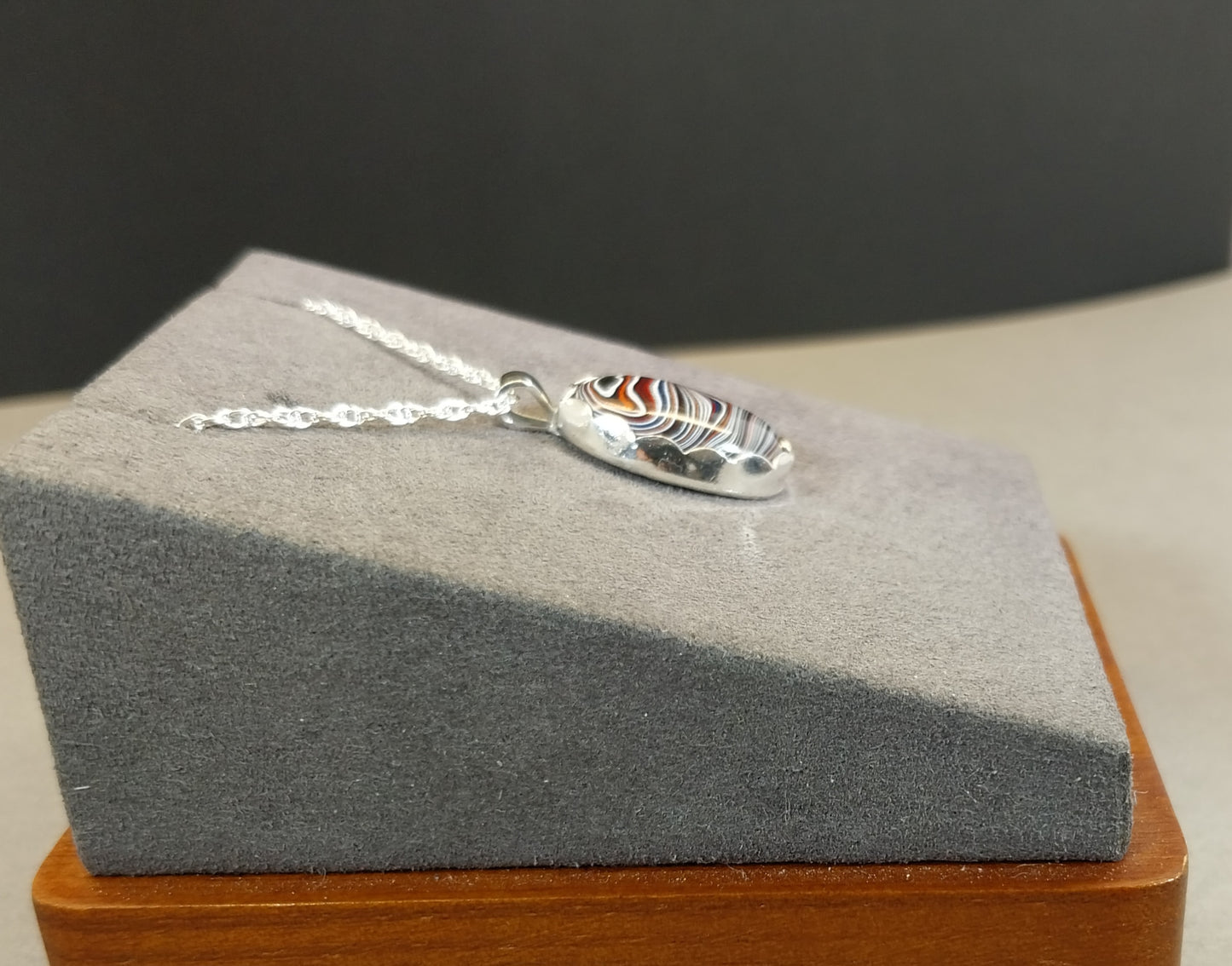 Fordite Necklace with Michigan Sourced Fordite and Rare Motorcycle Color