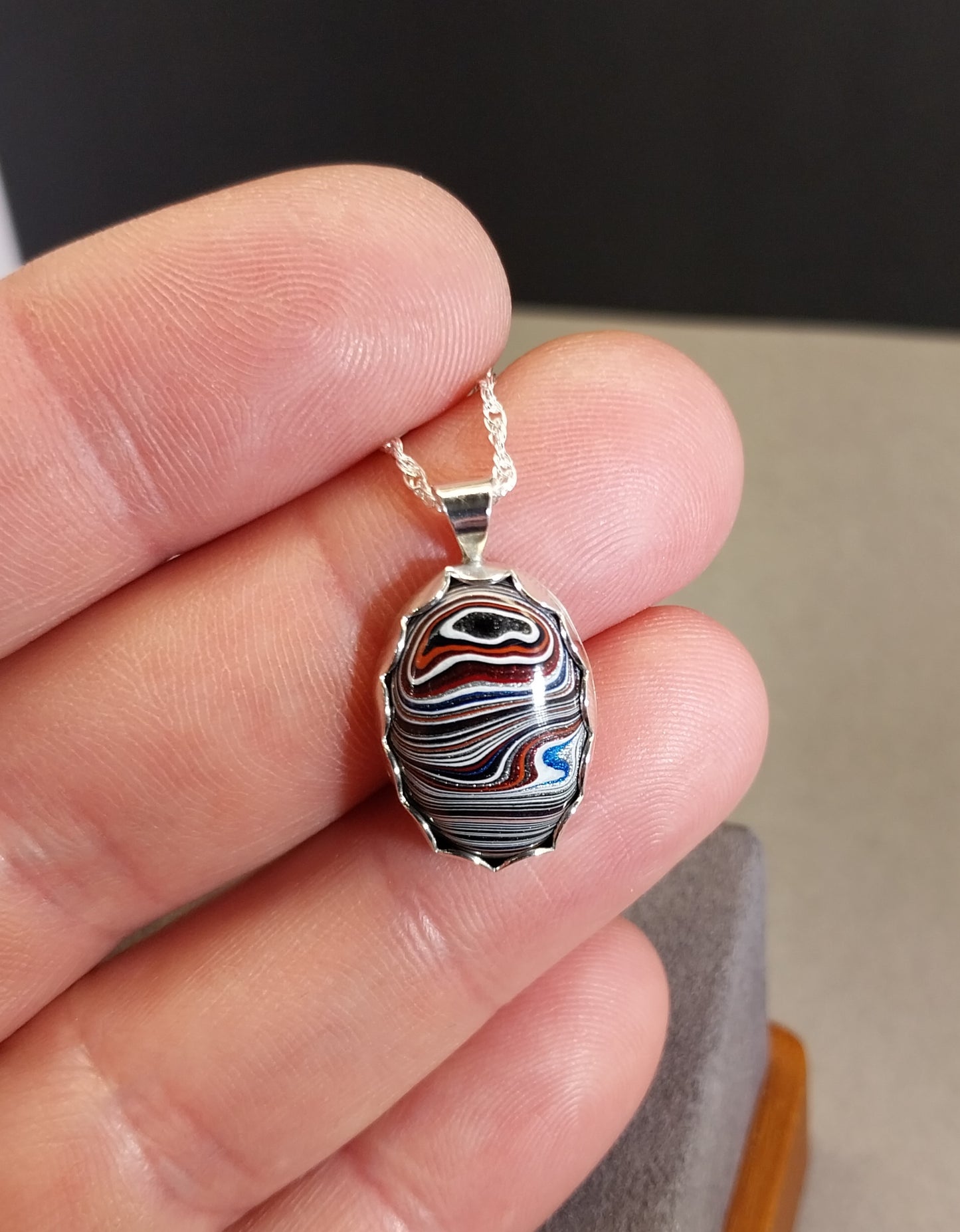 Fordite Necklace with Michigan Sourced Fordite and Rare Motorcycle Color