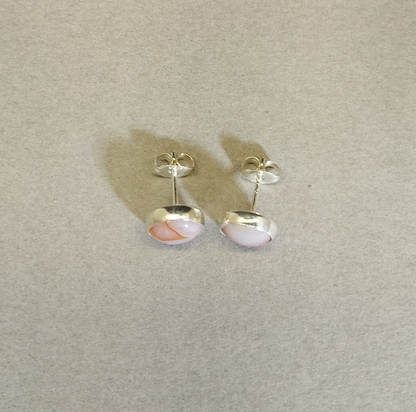 White and Orange Lake Superior Agate Stud Earrings