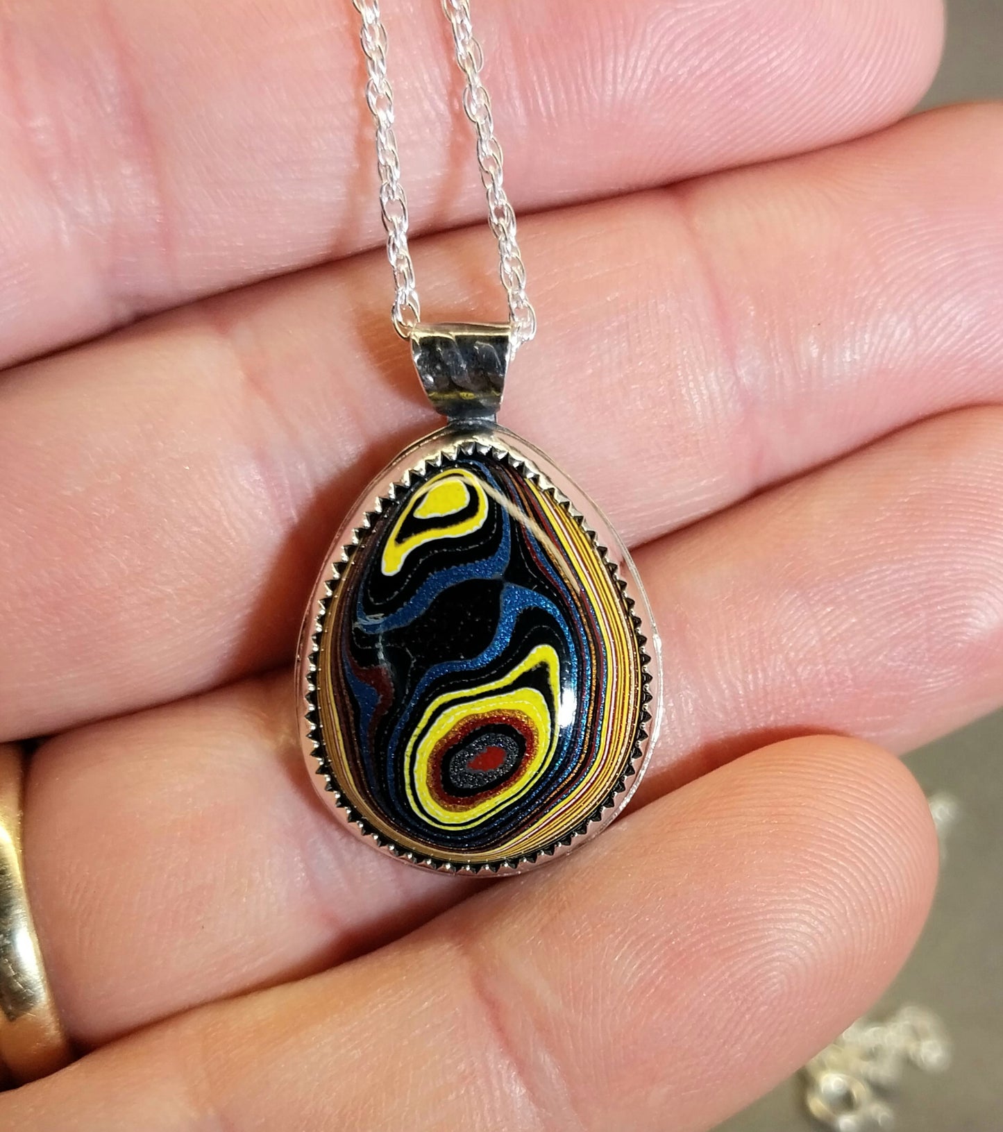 Handcrafted Fordite Necklace Featuring Corvetteite fordite
