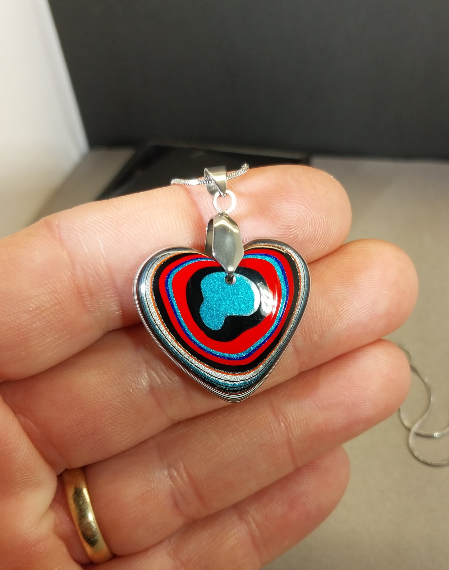 Red and Blue Fordite Heart, Our Large Size Heart