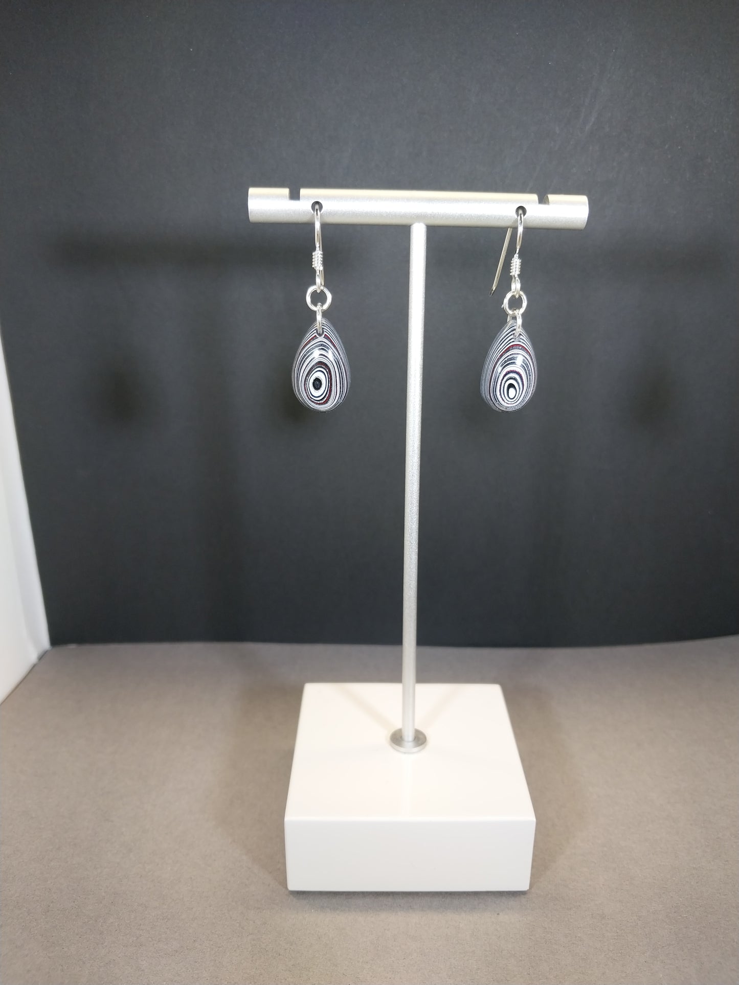 Fordite Earrings Domed Teardrops Showing the Layers