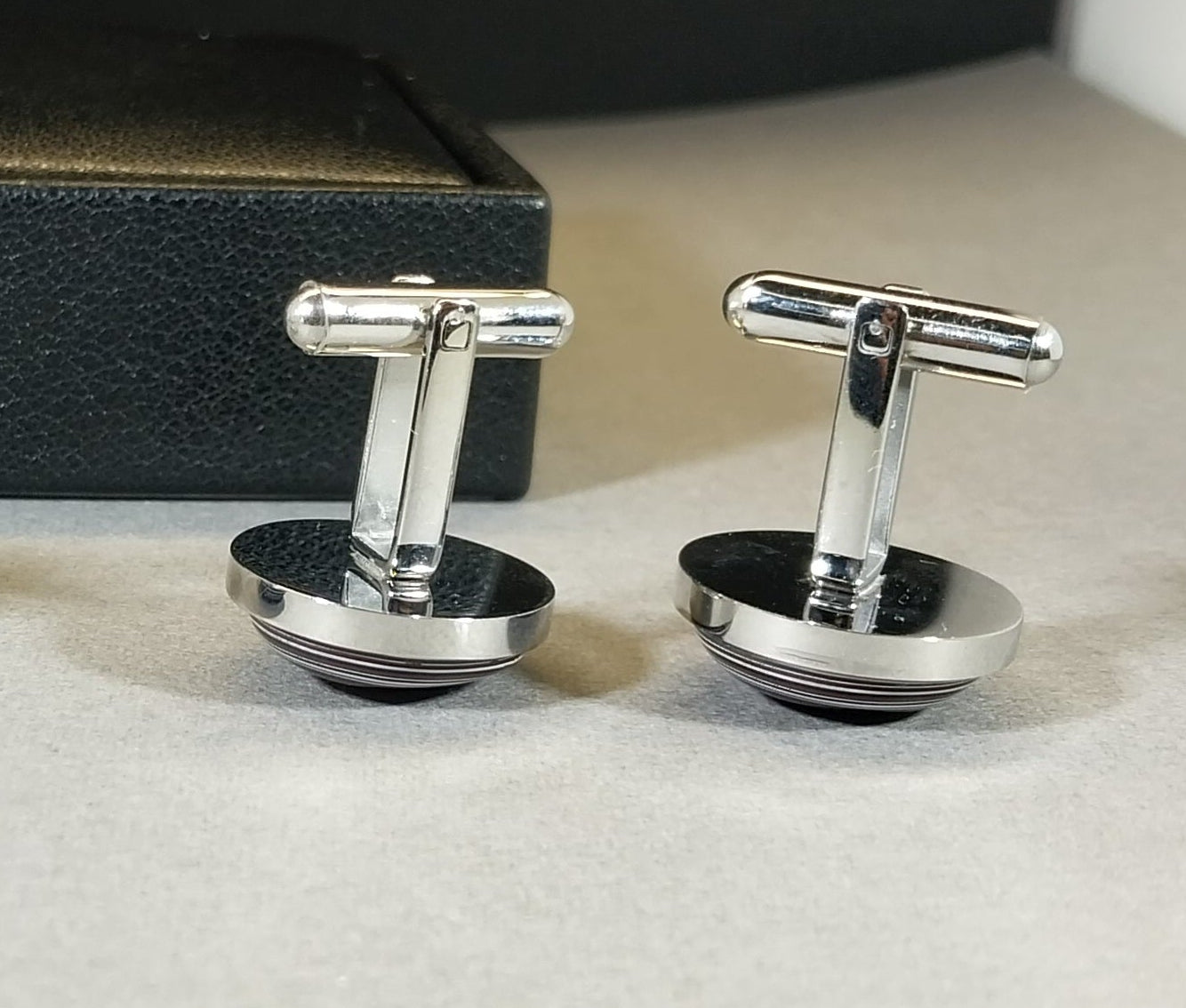 Fordite Cuff Link Stainless Steel Settings