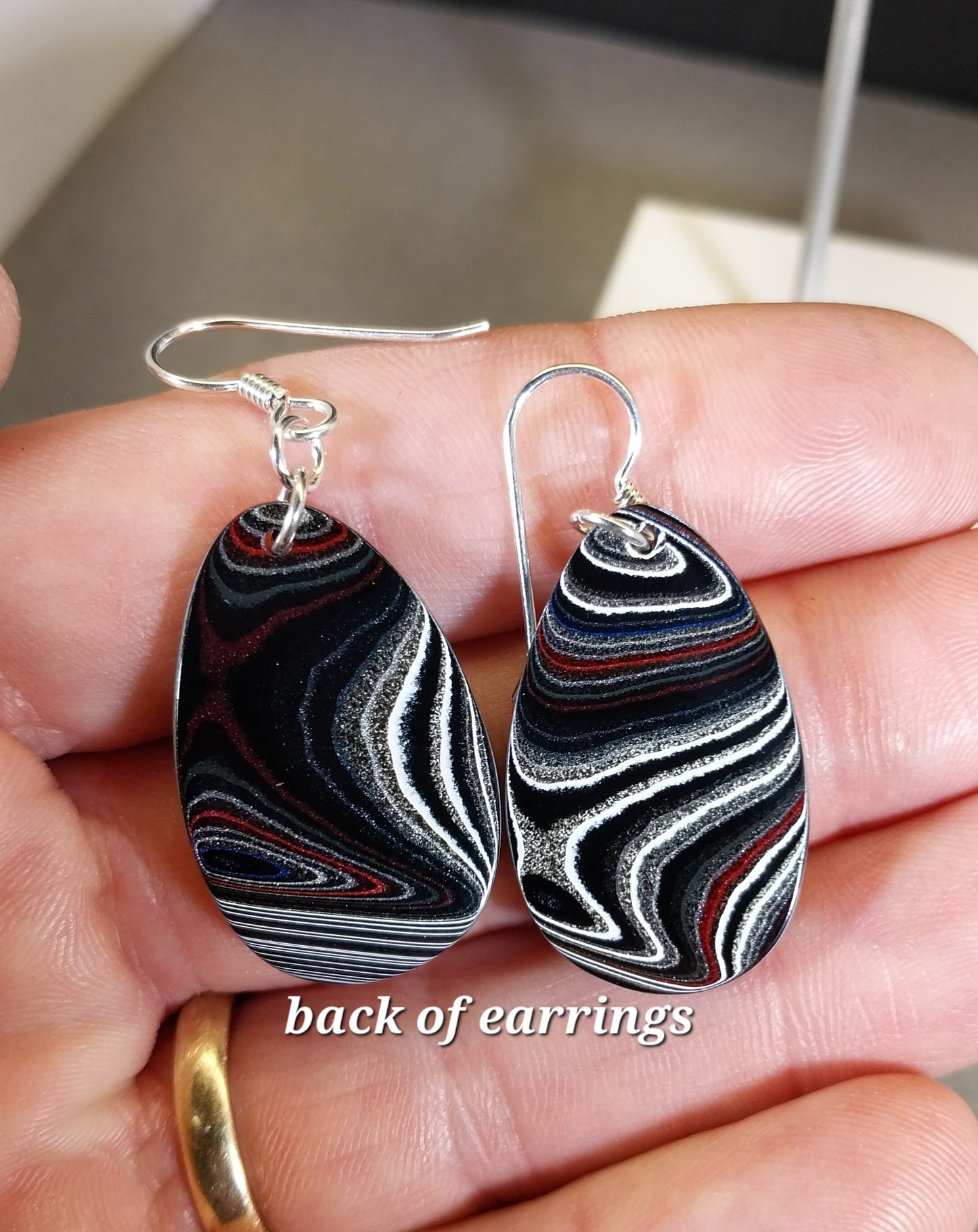 Fordite Earrings Oversize Set Sterling Ear Wires
